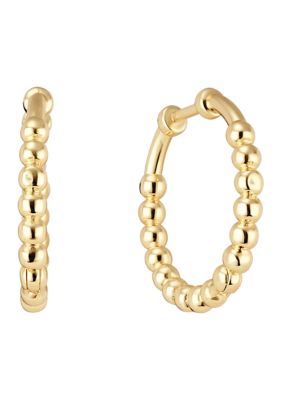 Belk Silverworks Beaded Gold Plated Hoop Earrings