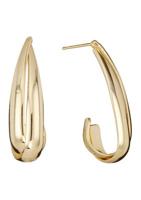 Belk Silverworks Gold Plated Double Row J Hoop Earrings