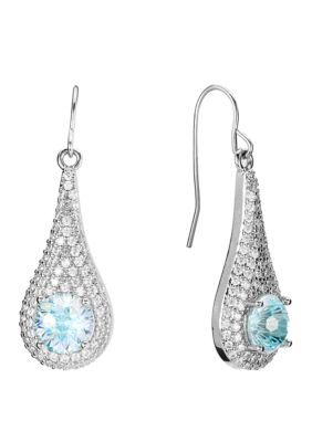 Belk Silverworks Silver Plated Starlight Cubic Zirconia Teardrop Earrings, Blue