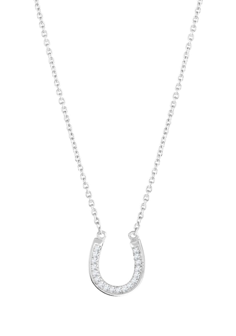 Silver Plated Cubic Zirconia Horseshoe Necklace
