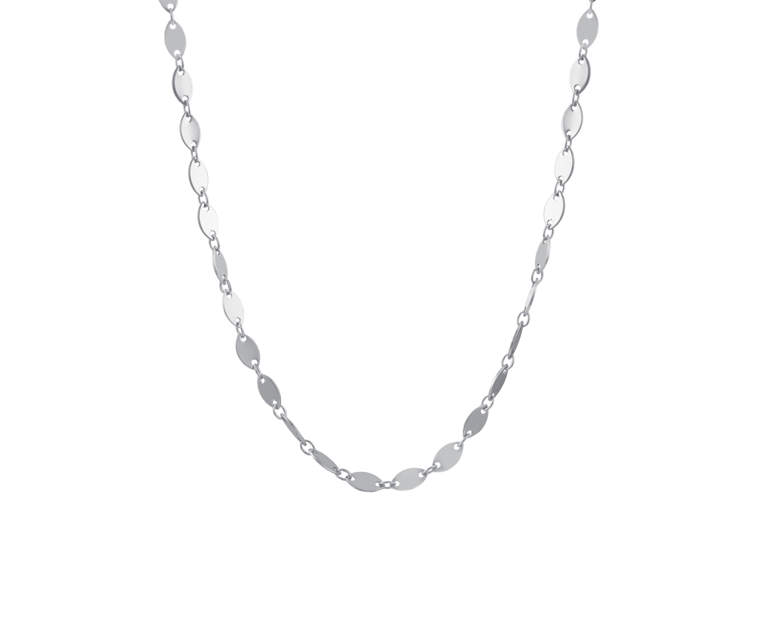 Fine Silver-Plated 16+2" Mirror Oval Chain Necklace