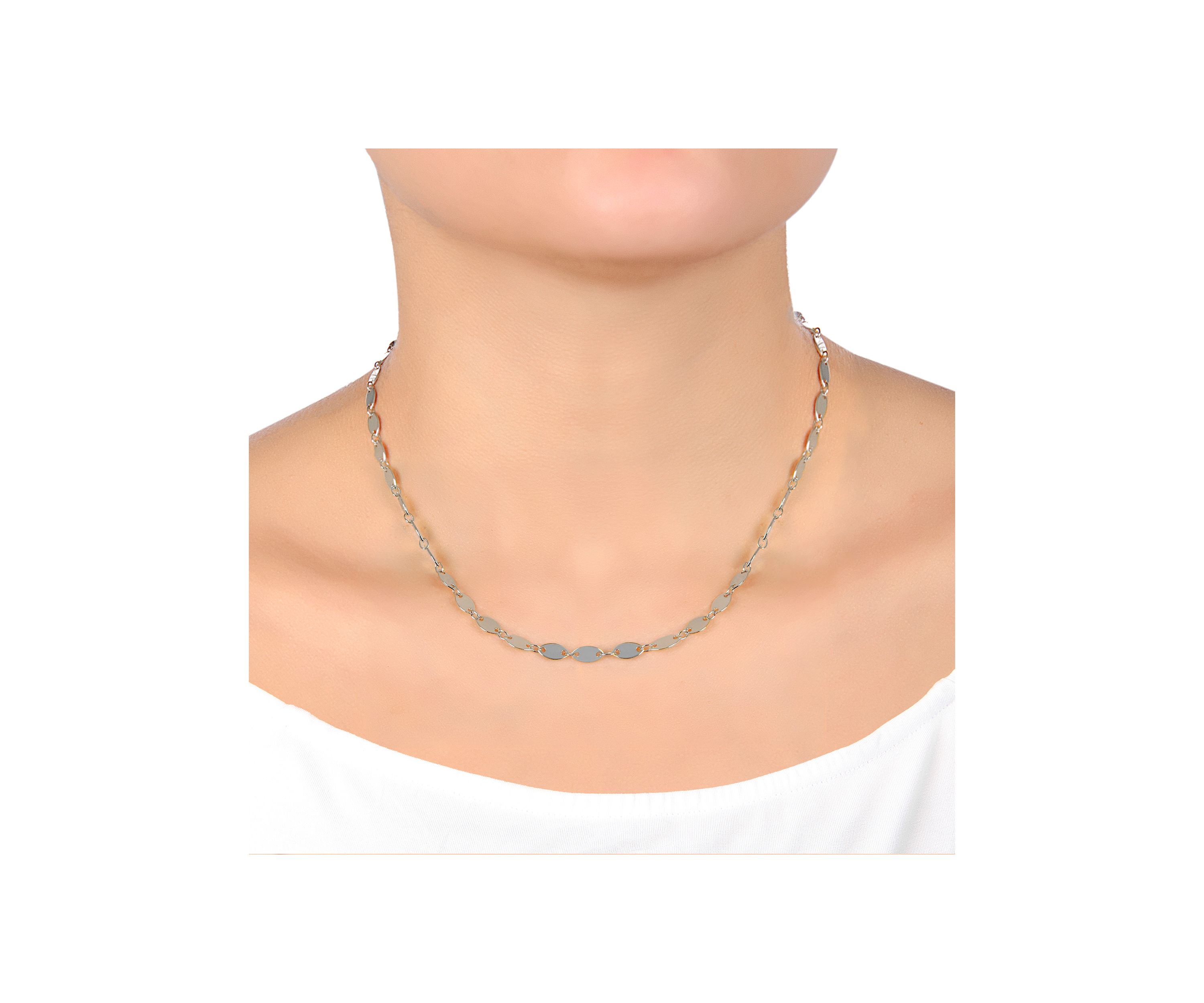 Fine Silver-Plated 16+2" Mirror Oval Chain Necklace