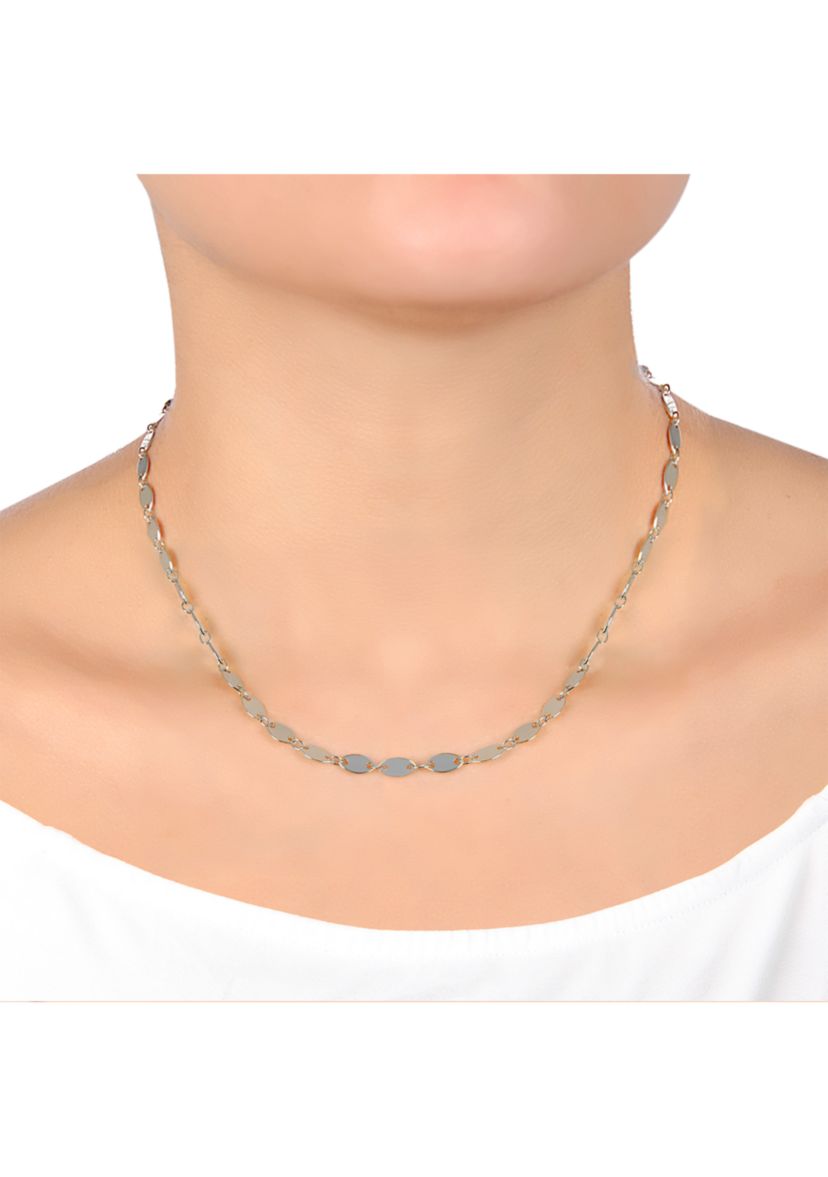 Fine Silver-Plated 16+2" Mirror Oval Chain Necklace