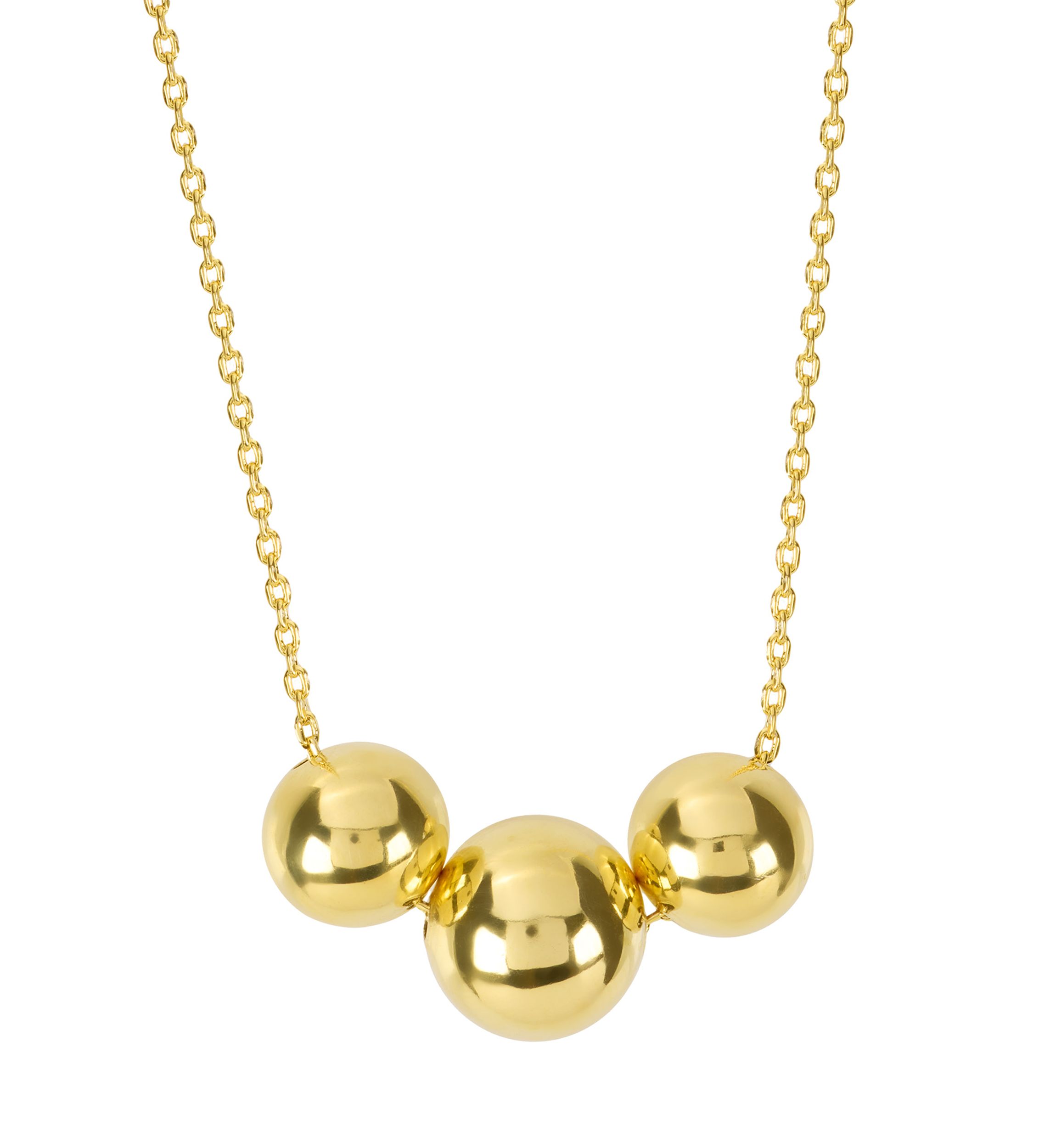Gold Plated 3 Slider Ball Necklace