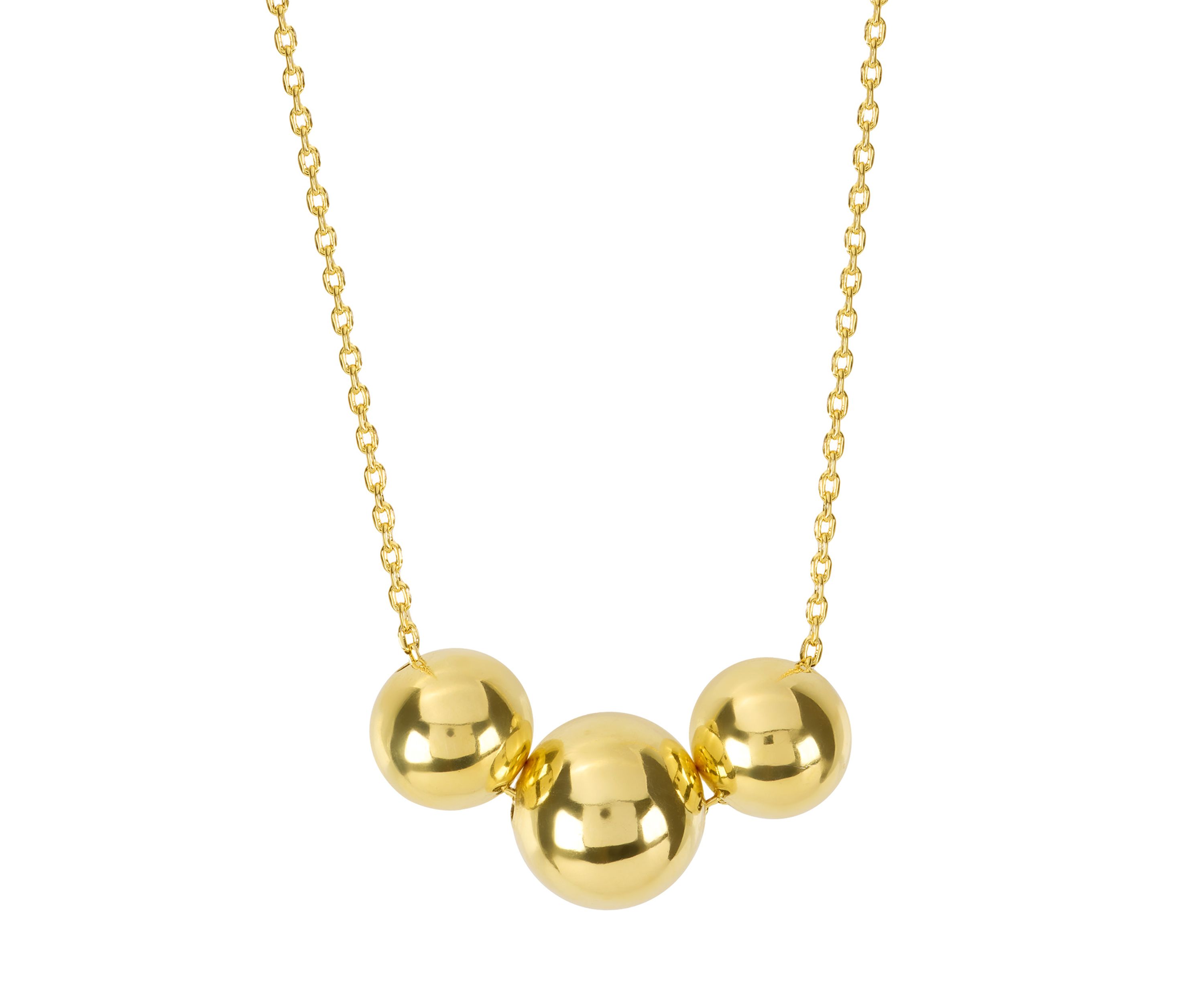 Gold Plated 3 Slider Ball Necklace