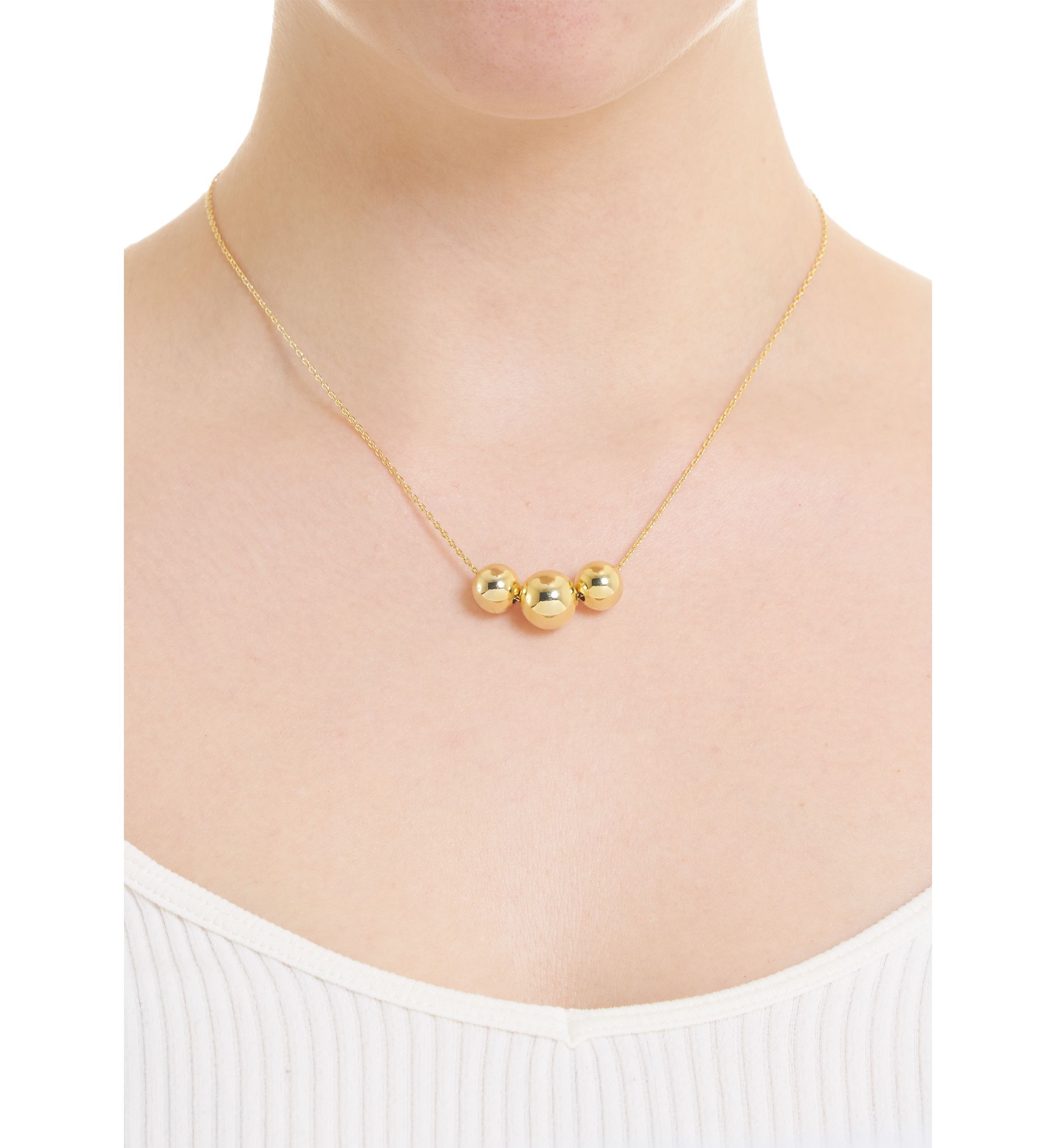 Gold Plated 3 Slider Ball Necklace