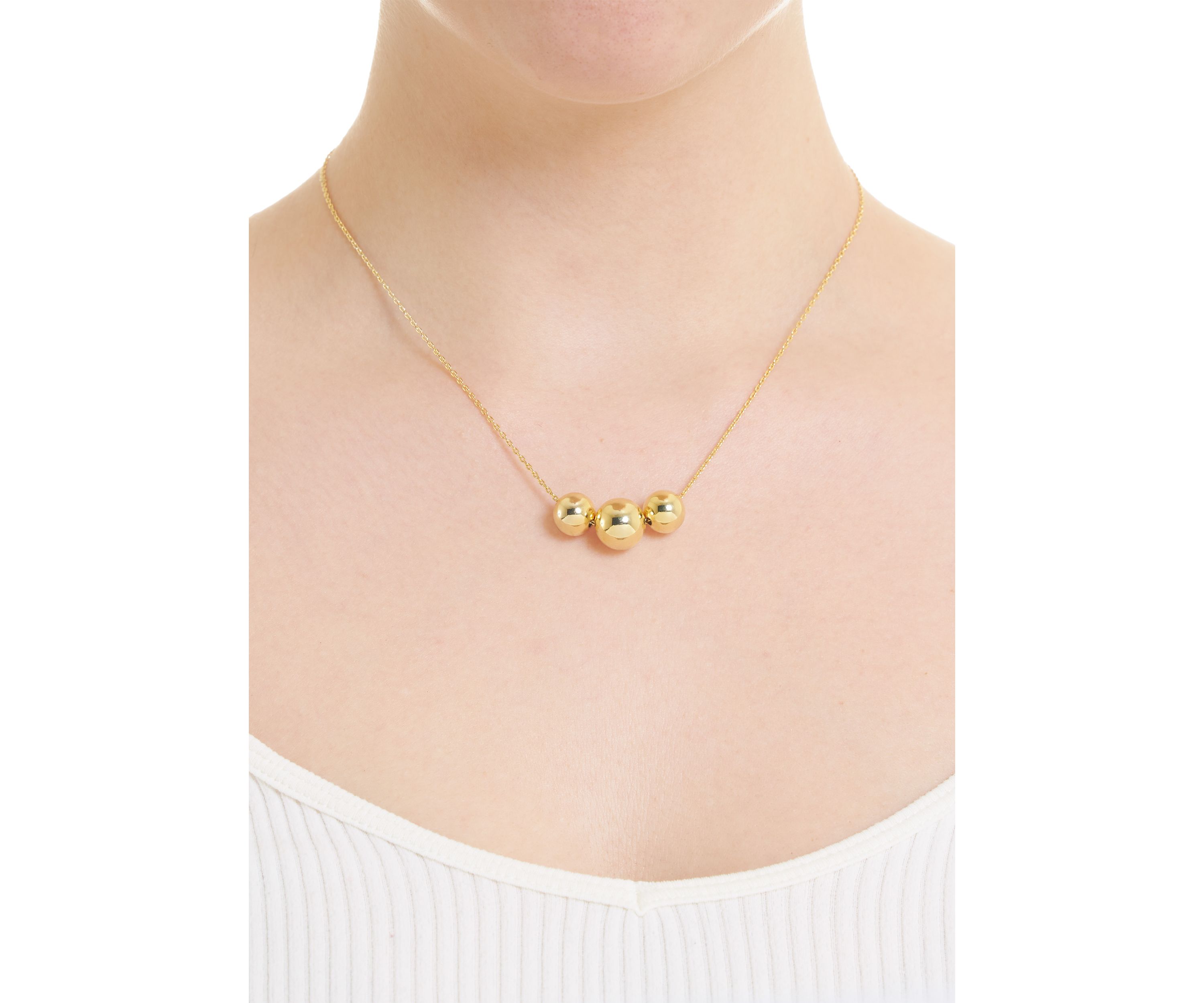 Gold Plated 3 Slider Ball Necklace