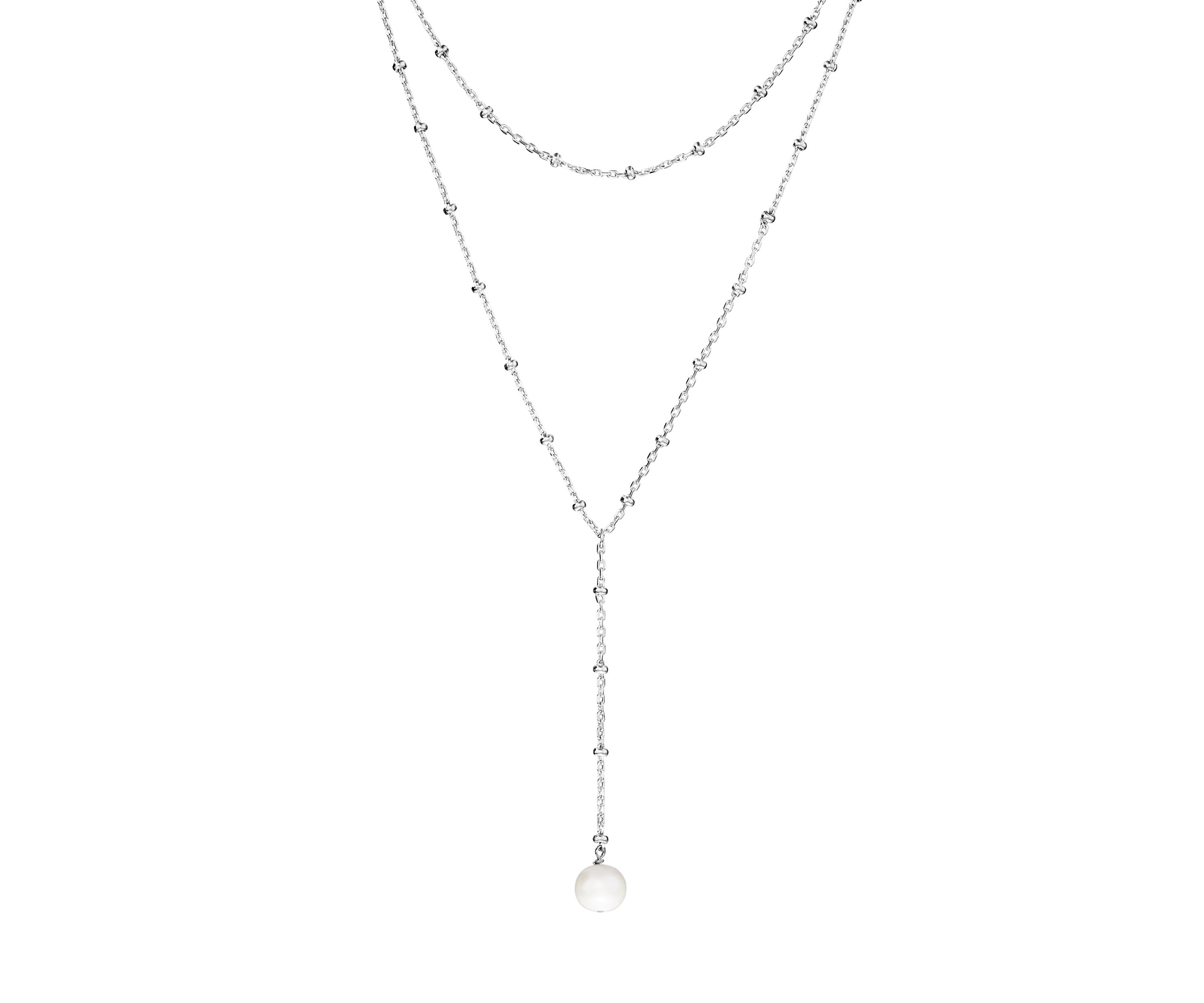 Belk Silverworks Silver Plated Fresh Water Pearl beaded chain Y