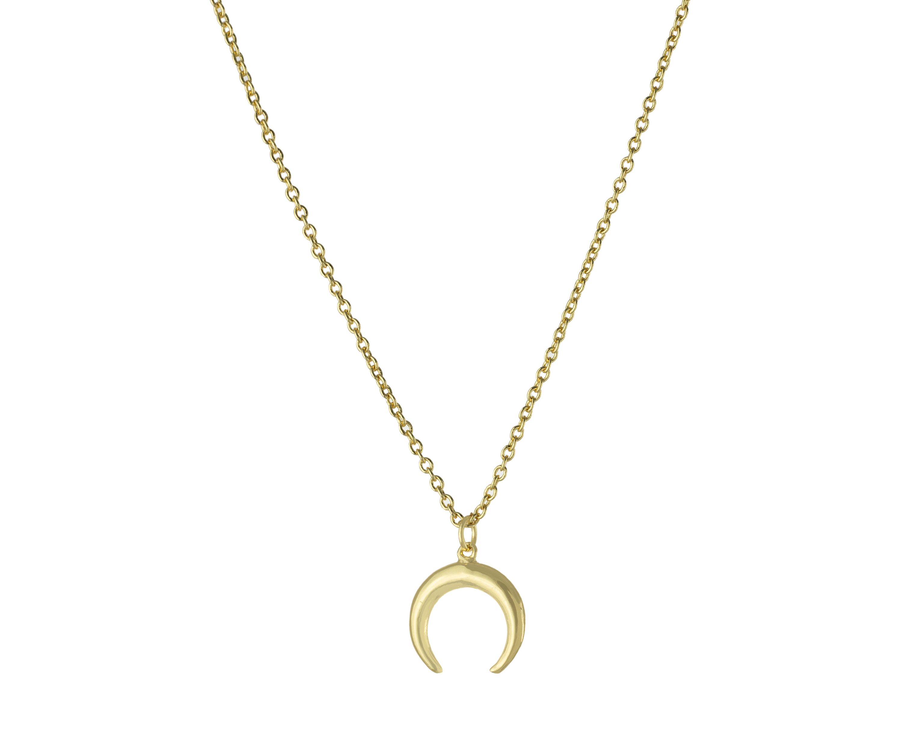Gold Over Fine Silver Plated 16" + 2" Double Horn Pendant Necklace