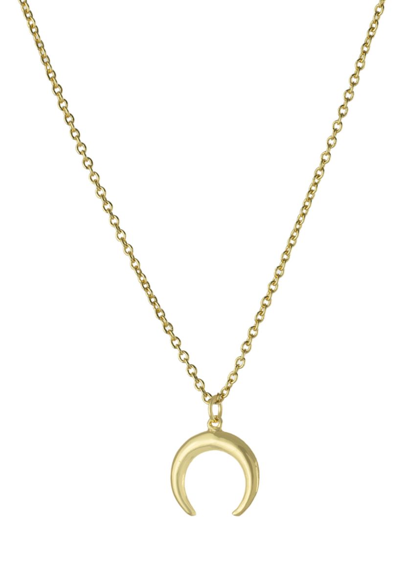 Gold Over Fine Silver Plated 16" + 2" Double Horn Pendant Necklace
