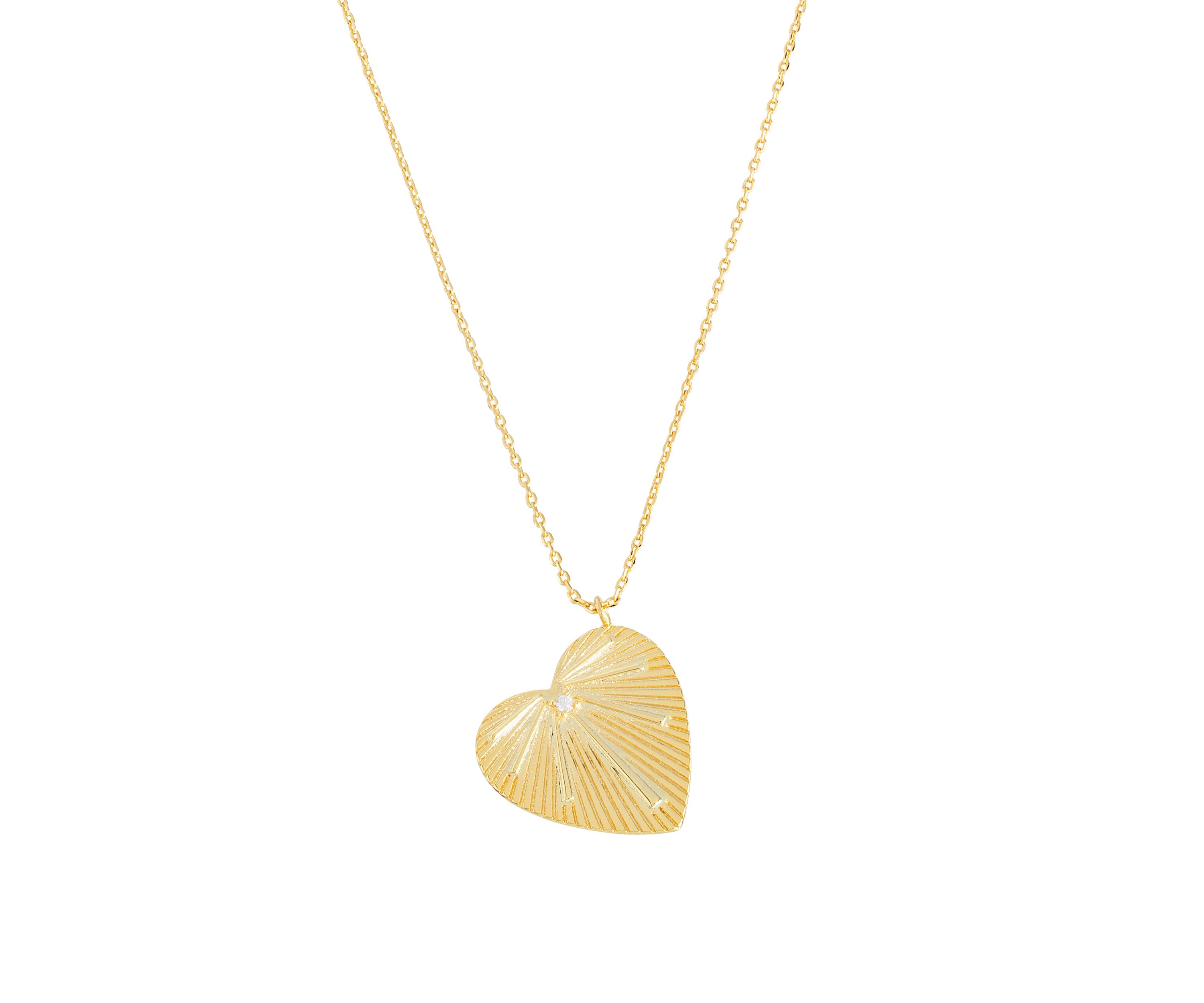 Gold Plated 18 + 2" Extender Radiant Heart with Cubic Zirconia Accent Necklace