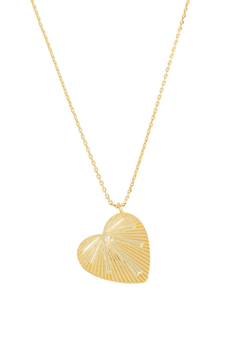 Gold Plated 18 + 2" Extender Radiant Heart with Cubic Zirconia Accent Necklace