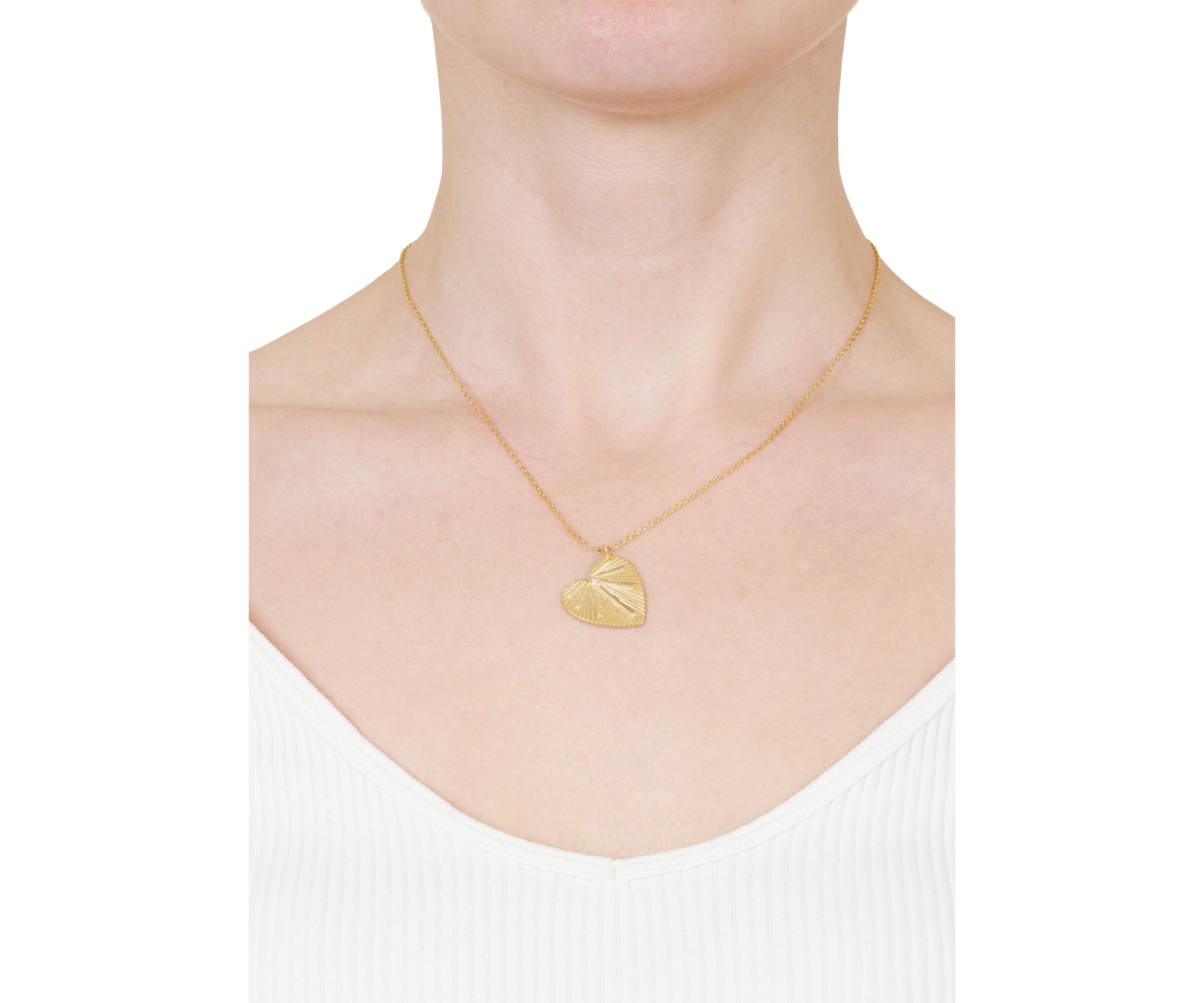 Gold Plated 18 + 2" Extender Radiant Heart with Cubic Zirconia Accent Necklace