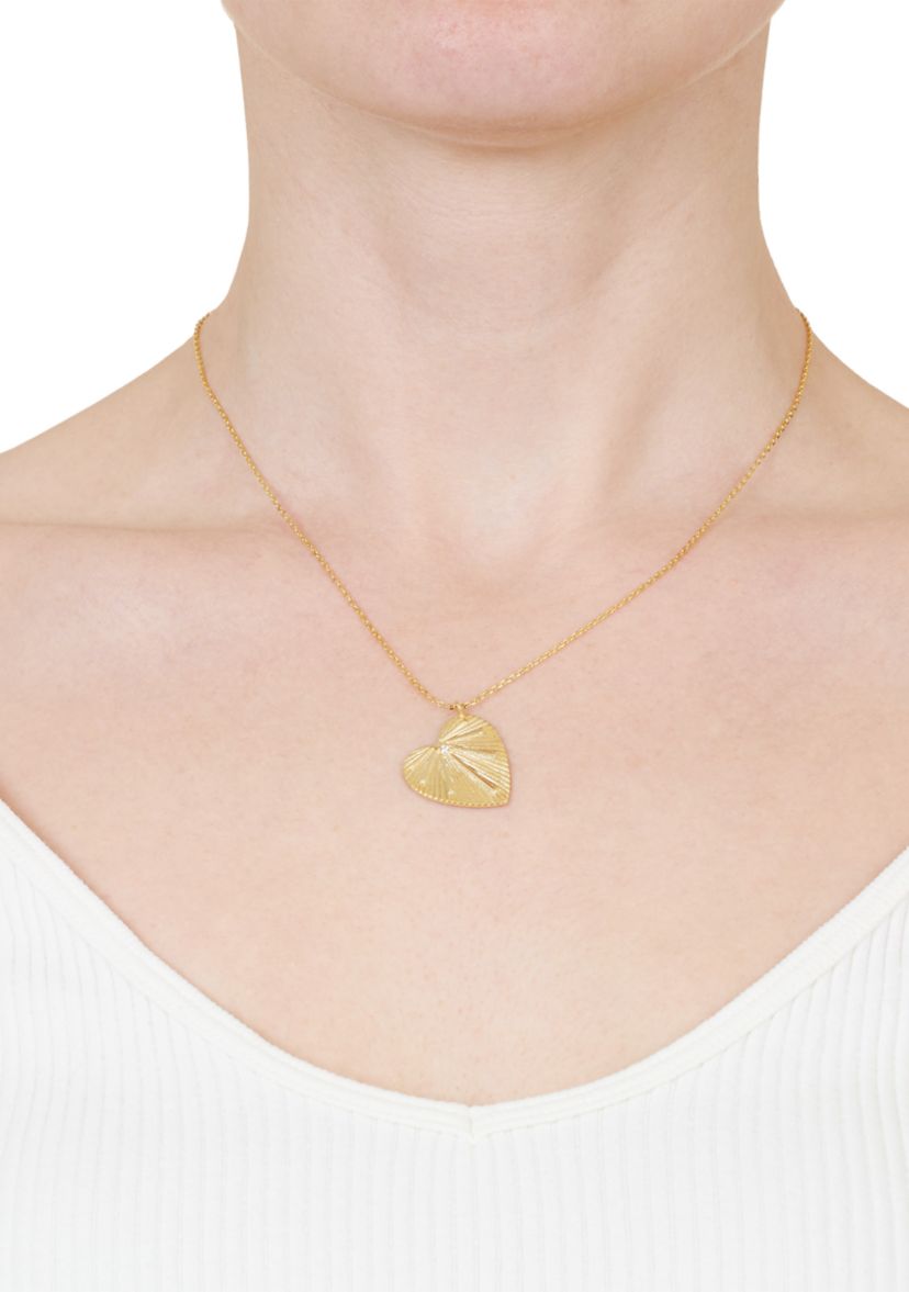 Gold Plated 18 + 2" Extender Radiant Heart with Cubic Zirconia Accent Necklace