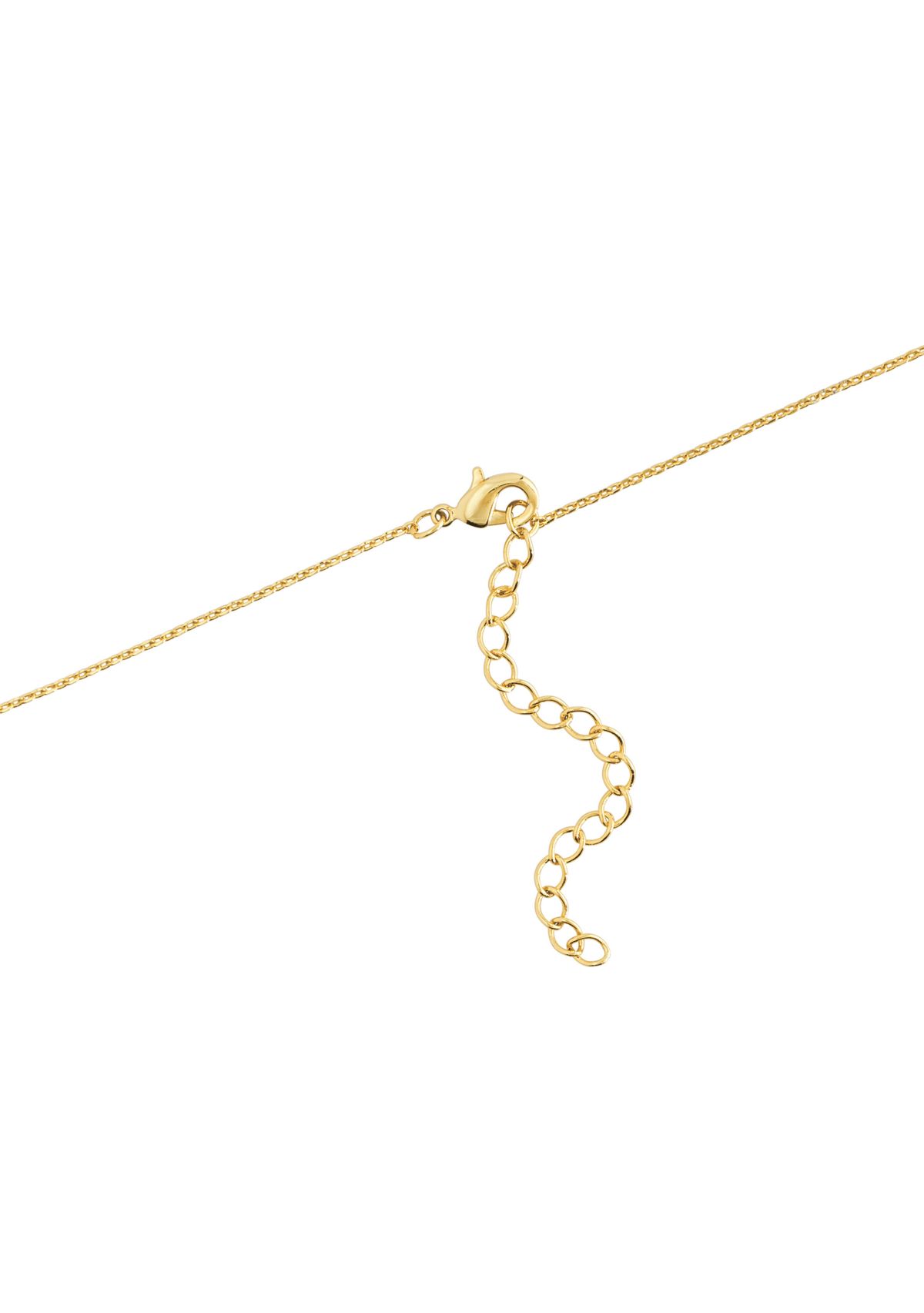 Gold Plated 18 + 2" Extender Purple Cubic Zirconia Accented Evil Eye Pendant Necklace