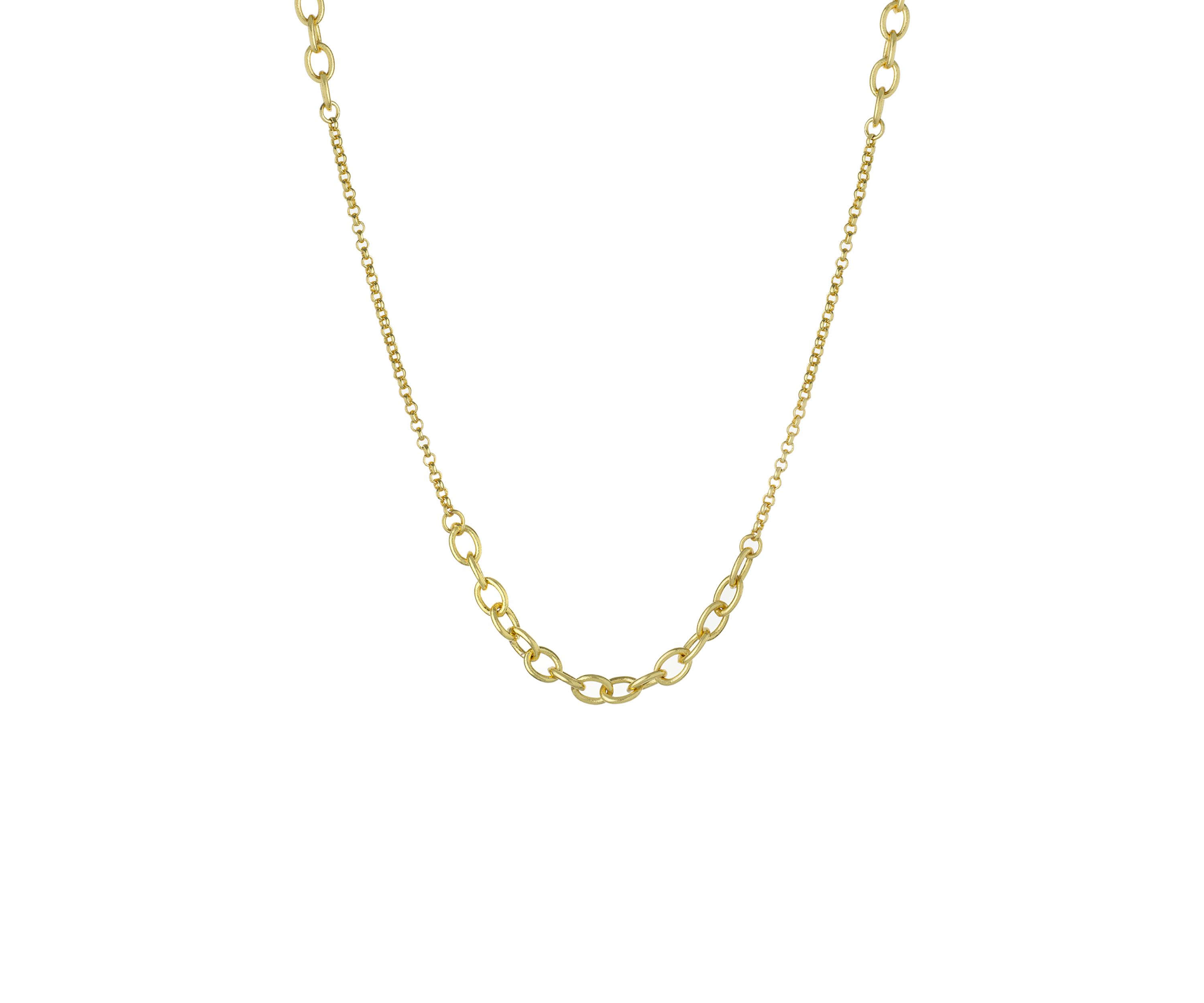 Gold Over Fine Silver Plated 30" Multi Station Link Necklace