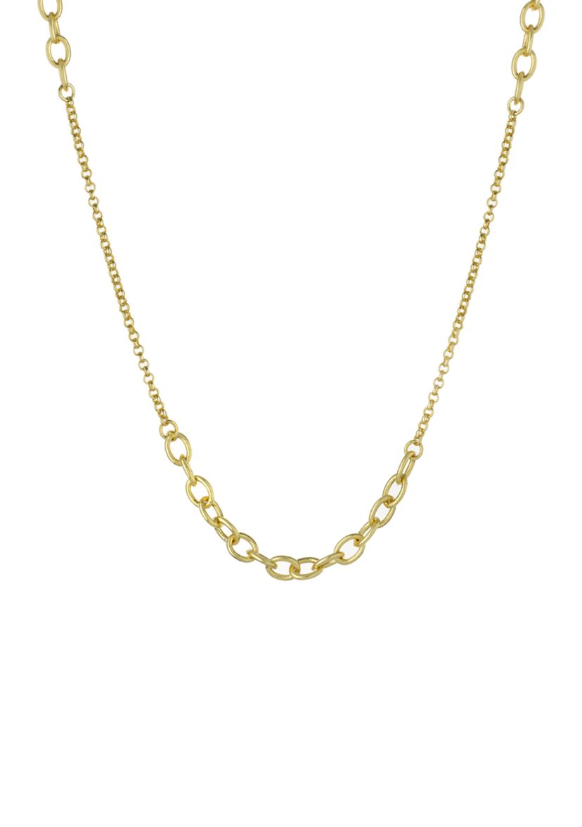 Gold Over Fine Silver Plated 30" Multi Station Link Necklace