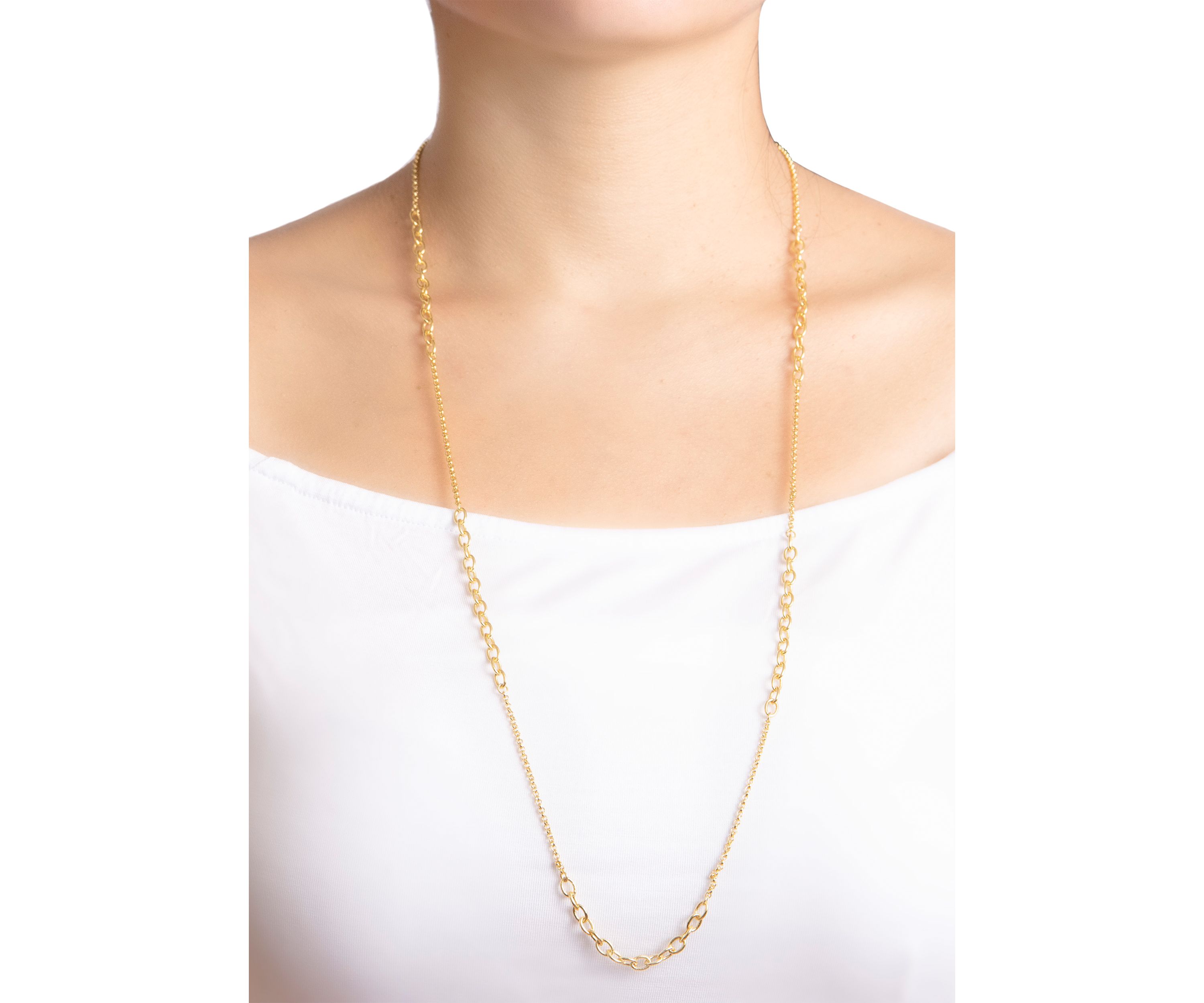 Gold Over Fine Silver Plated 30" Multi Station Link Necklace