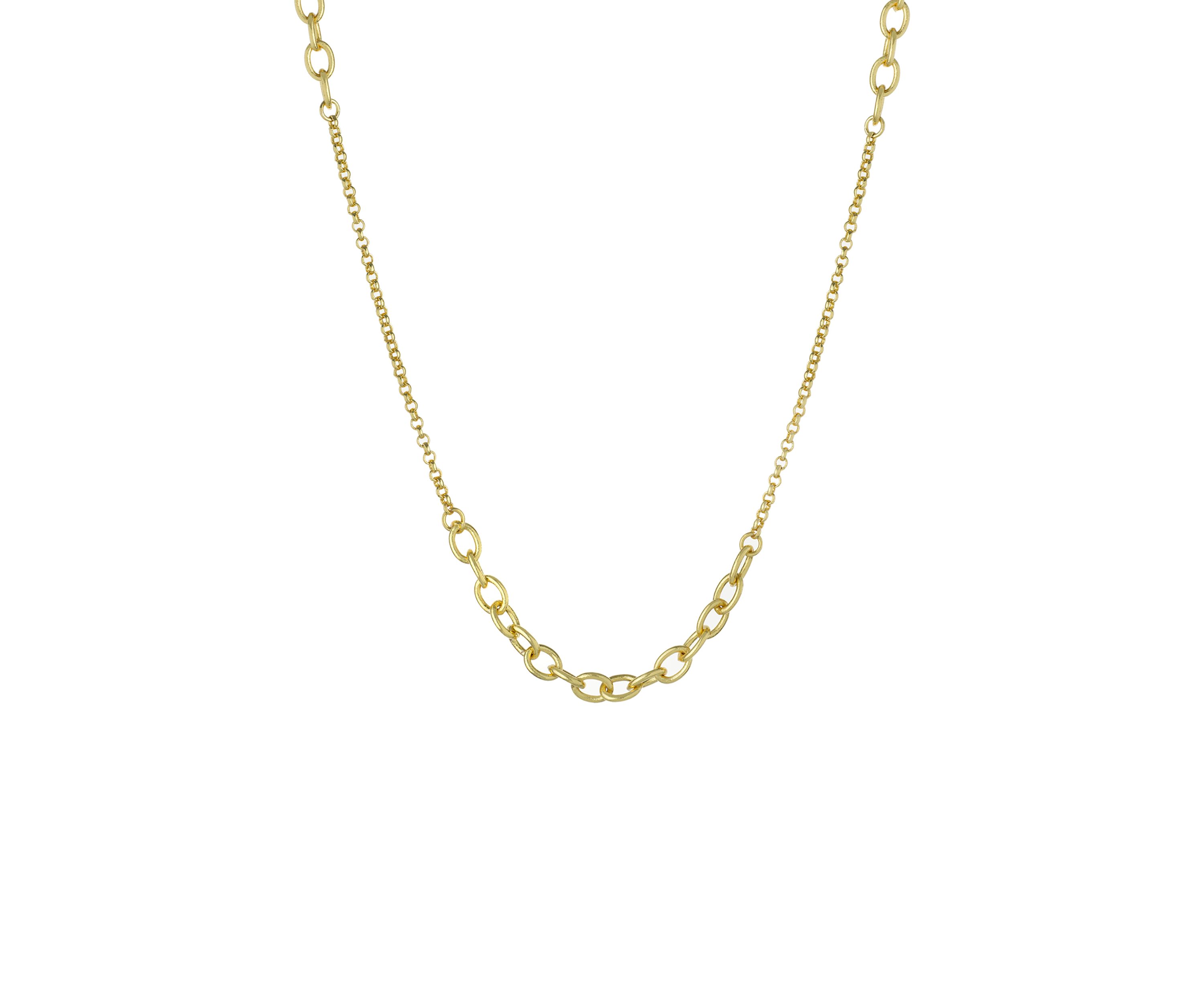 Gold Over Fine Silver Plated 30" Multi Station Link Necklace