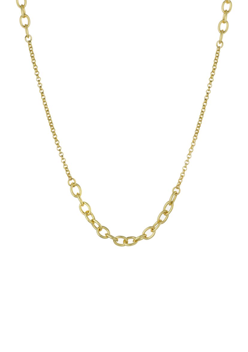 Gold Over Fine Silver Plated 30" Multi Station Link Necklace