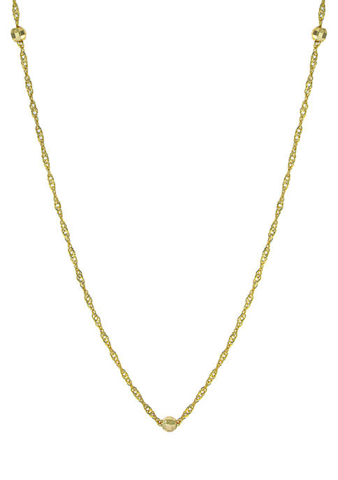 Gold Over Fine Silver Plated 30 Inch  Singapore Beaded Chain Necklace