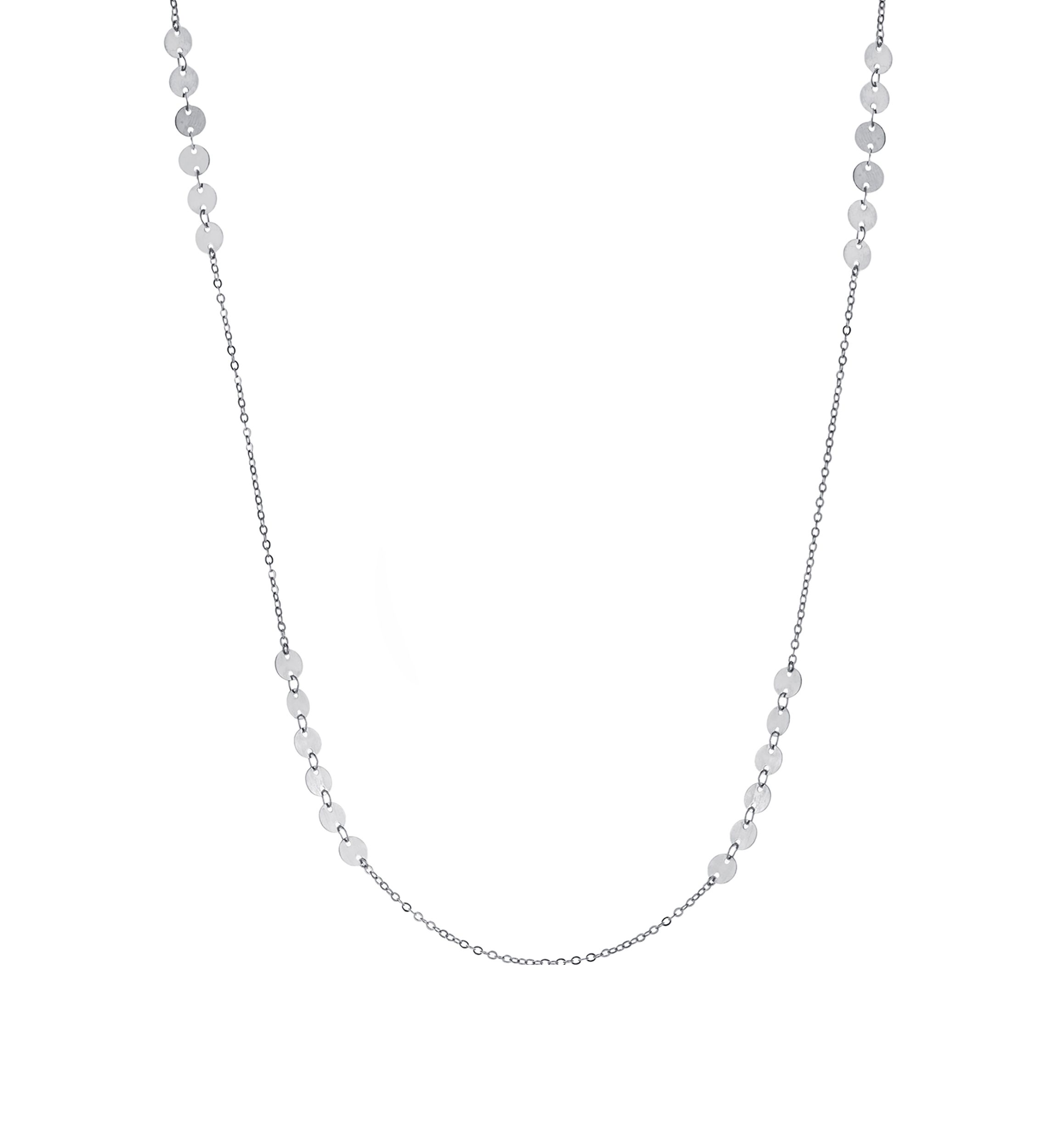 Fine Silver Plated 30" Disc Station Necklace