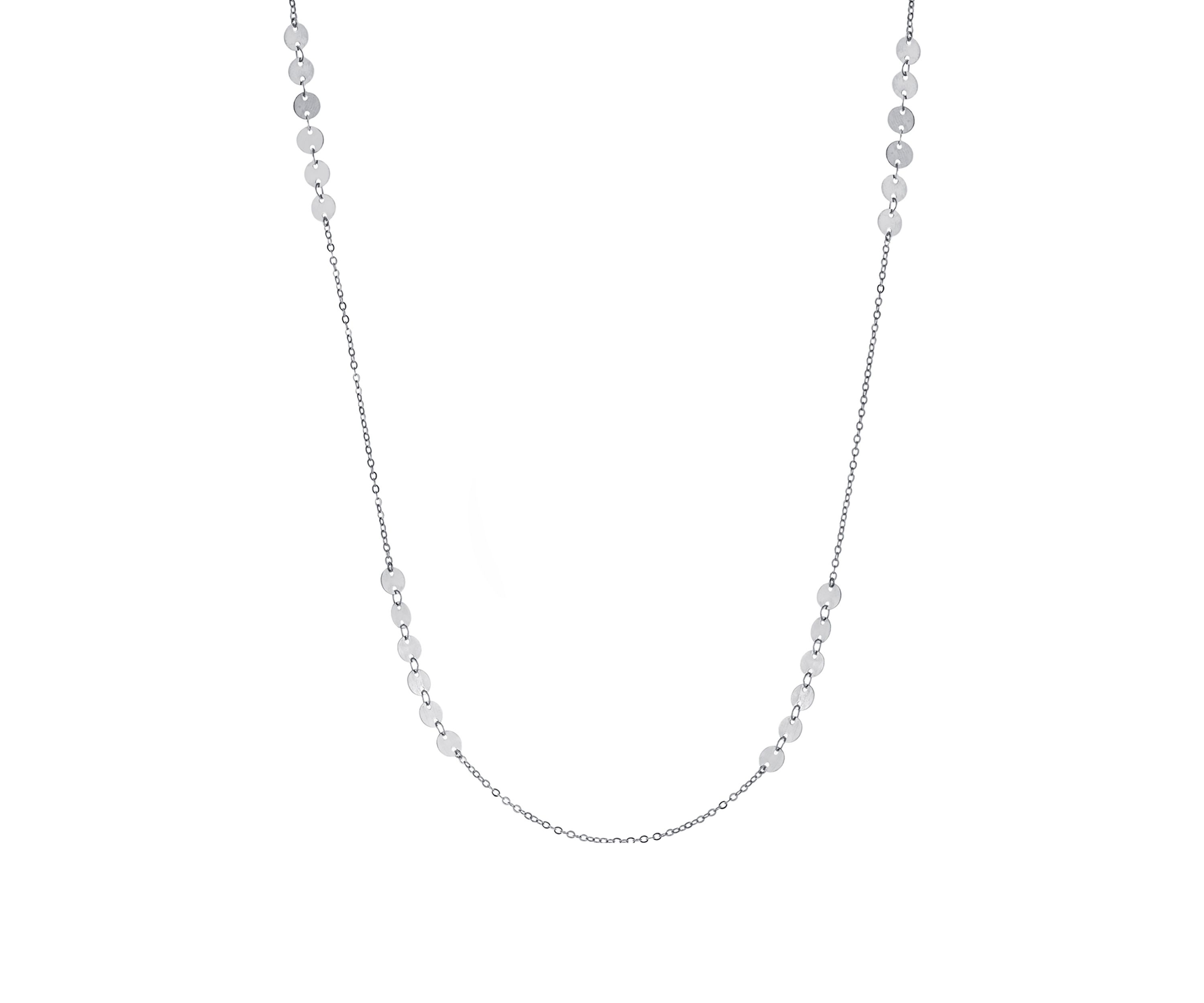 Fine Silver Plated 30" Disc Station Necklace