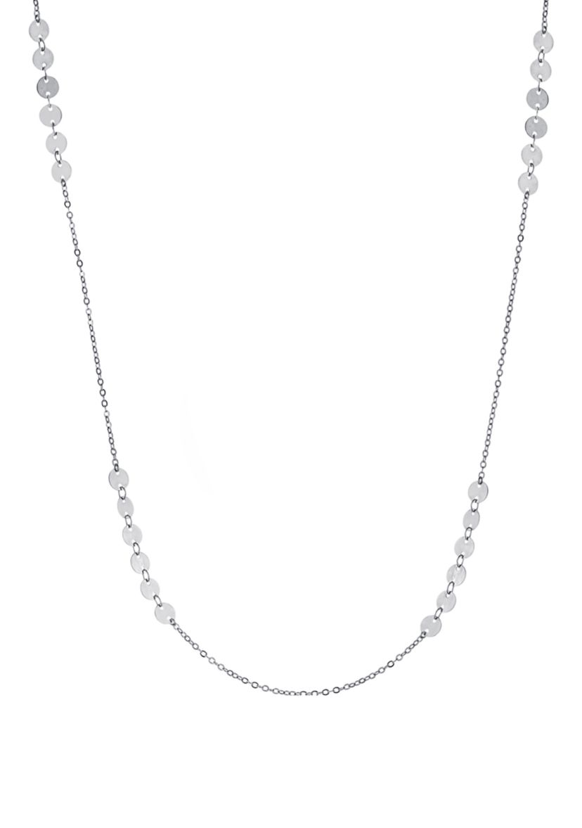 Fine Silver Plated 30" Disc Station Necklace