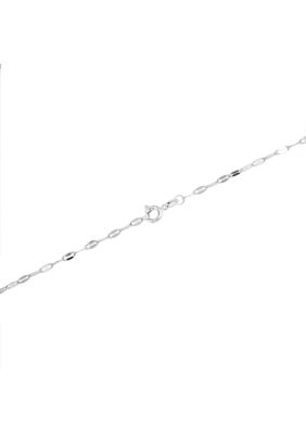 Silver Plated 30" Elongated Half Moon Pendant Necklace