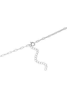 Silver Plated Cubic Zirconia Starburst and Bezel Double Chain Necklace