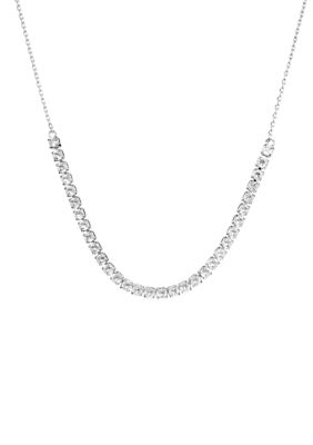 Silver Plated Round Cubic Zirconia Half Tennis Necklace