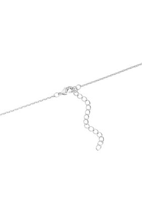 Silver Plated Round Cubic Zirconia Half Tennis Necklace