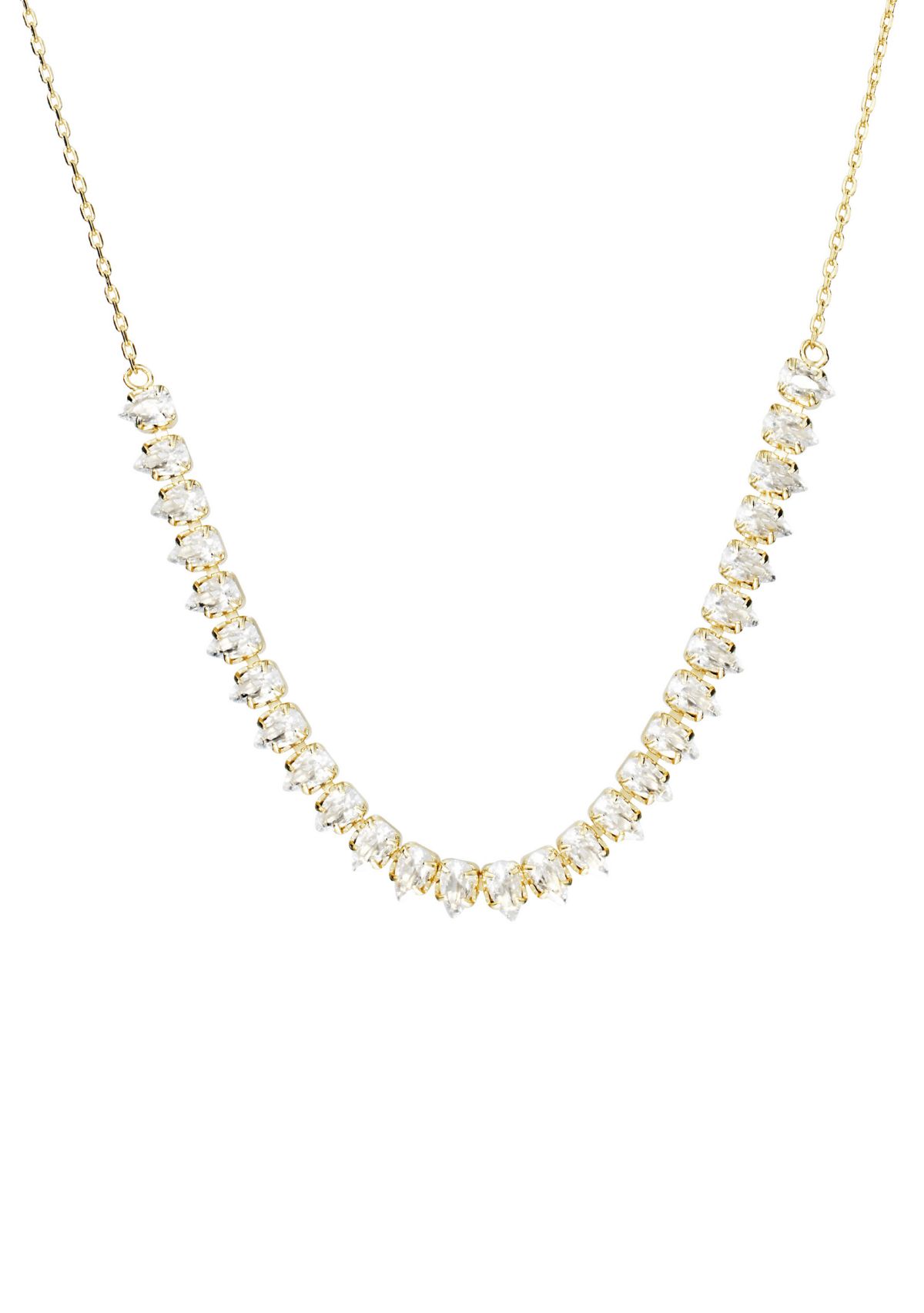 Gold Plated Pear Cubic Zirconia Half Tennis Necklace