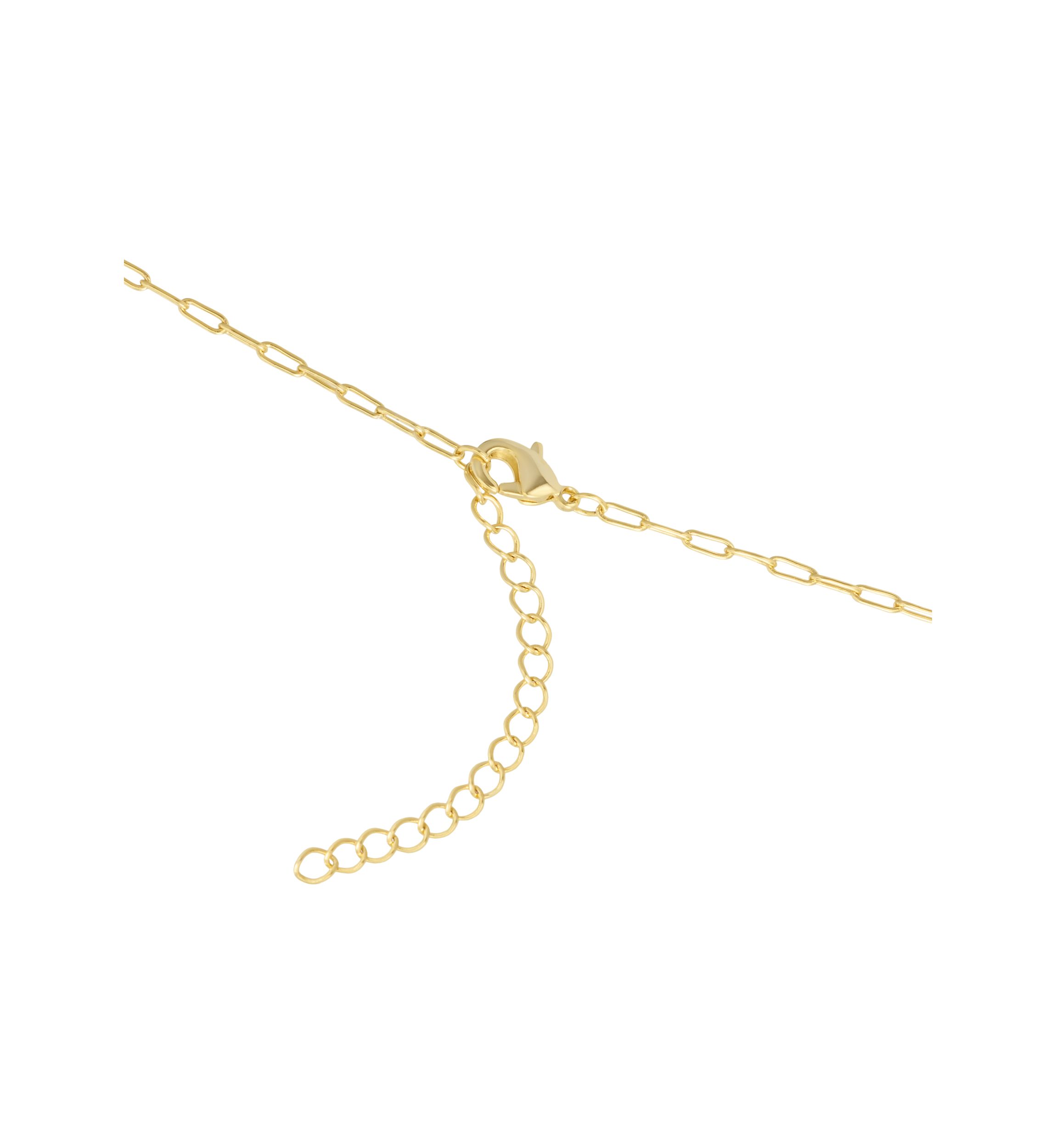 Gold Plated Cubic Zirconia Cross Paperclip Chain Necklace