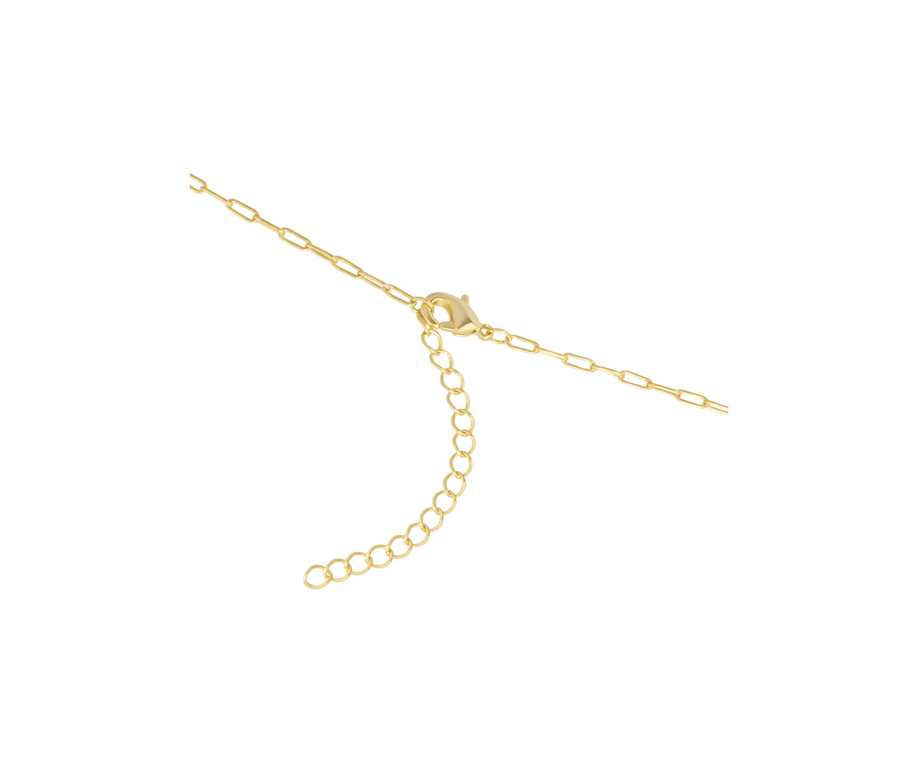 Gold Plated Cubic Zirconia Cross Paperclip Chain Necklace