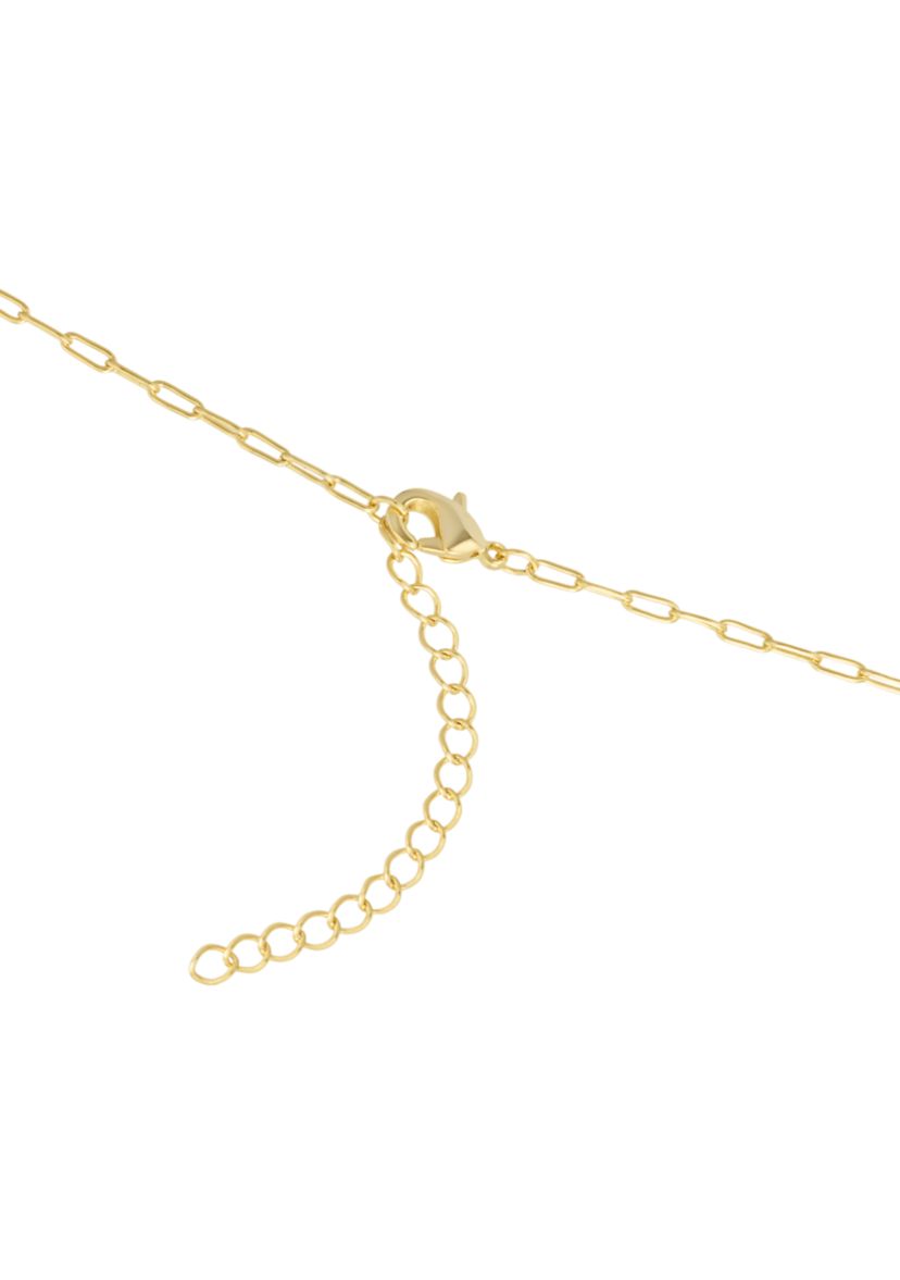 Gold Plated Cubic Zirconia Cross Paperclip Chain Necklace