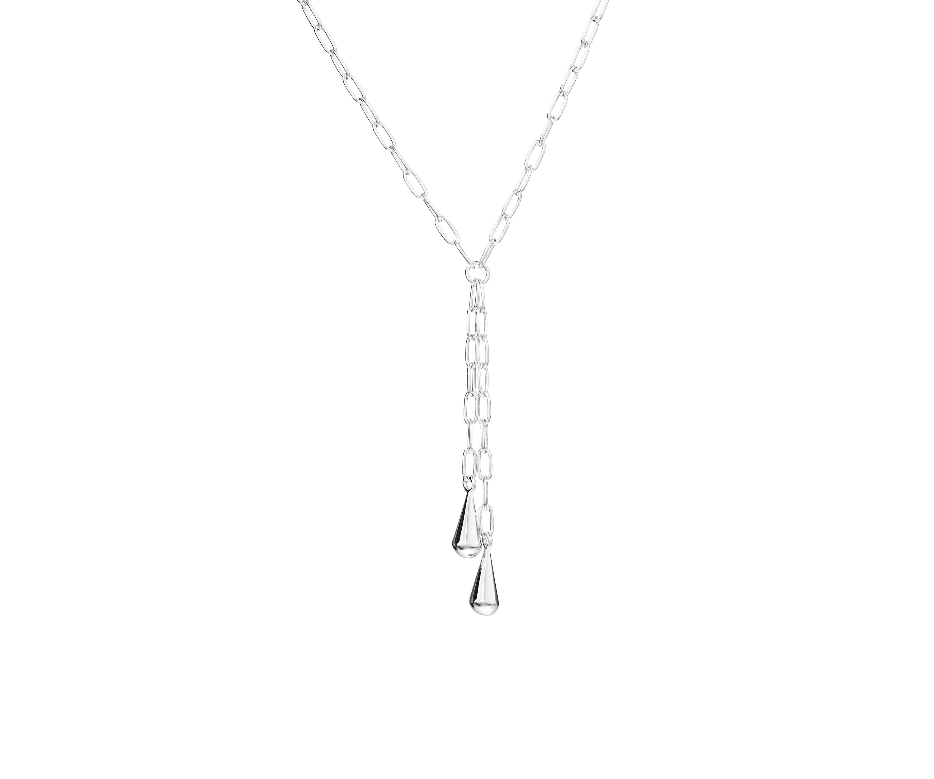 Puffy Teardrop Paperclip Chain Y-Necklace