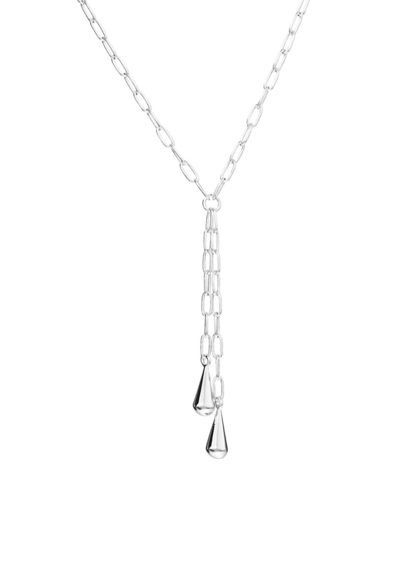 Puffy Teardrop Paperclip Chain Y-Necklace
