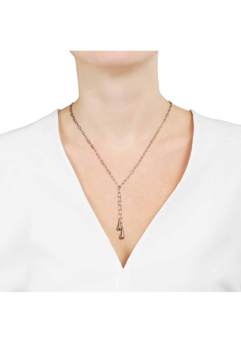 Puffy Teardrop Paperclip Chain Y-Necklace