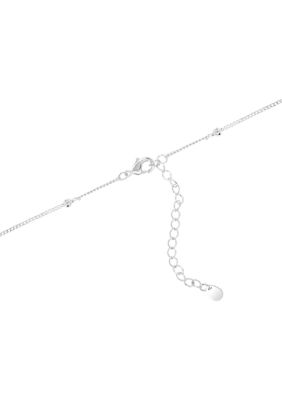 Silver Plated Diamond-Cut Moon Halo Pendant Necklace