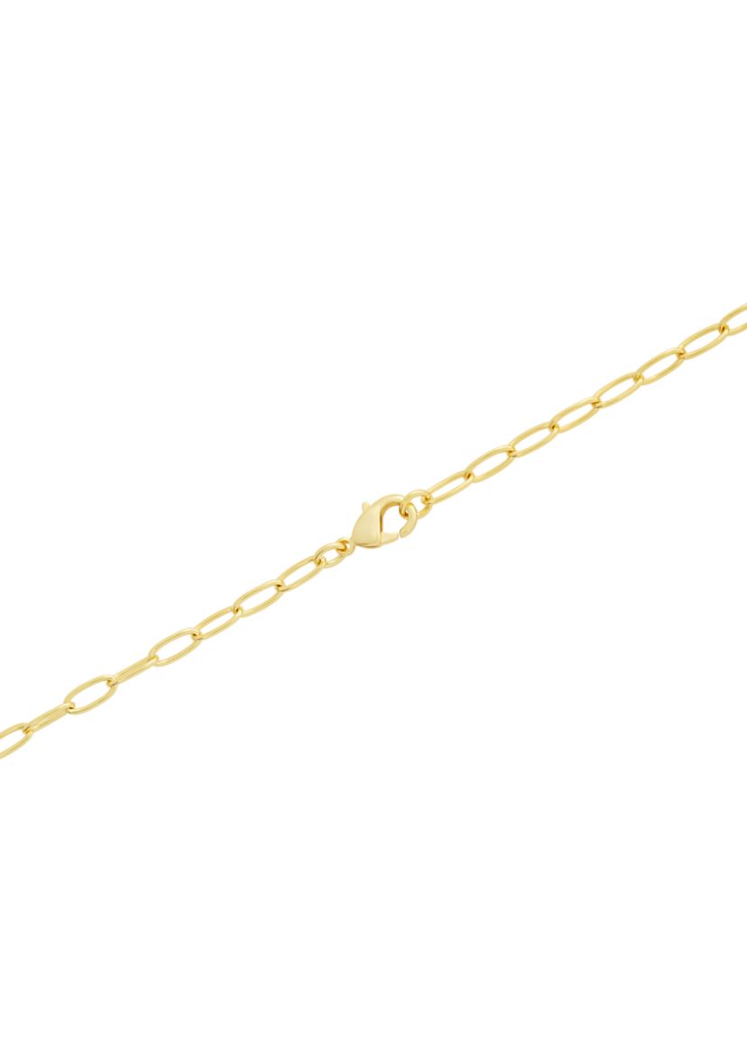 Gold Plated Cubic Zirconia and Crystal 3 Charm Paperclip Necklace
