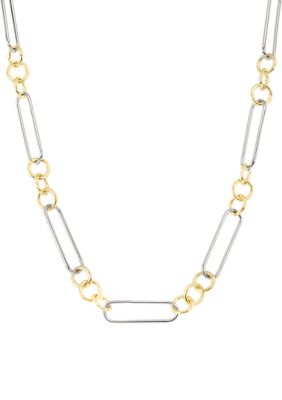 Belk Silverworks Two Tone Plated Ring Paperclip Necklace