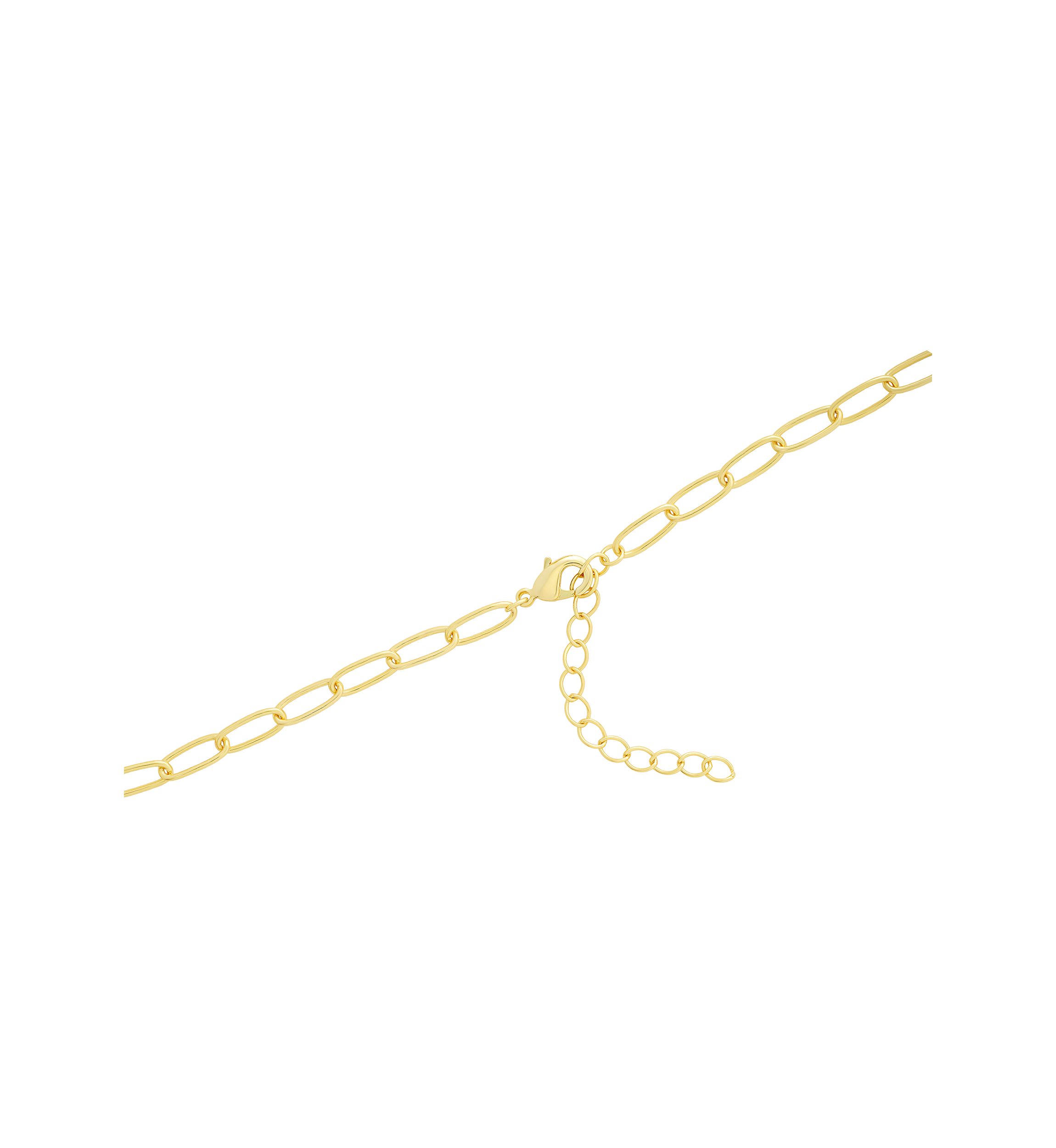 Gold Plated Cubic Zirconia Religious 3 Charm Paperclip Necklace