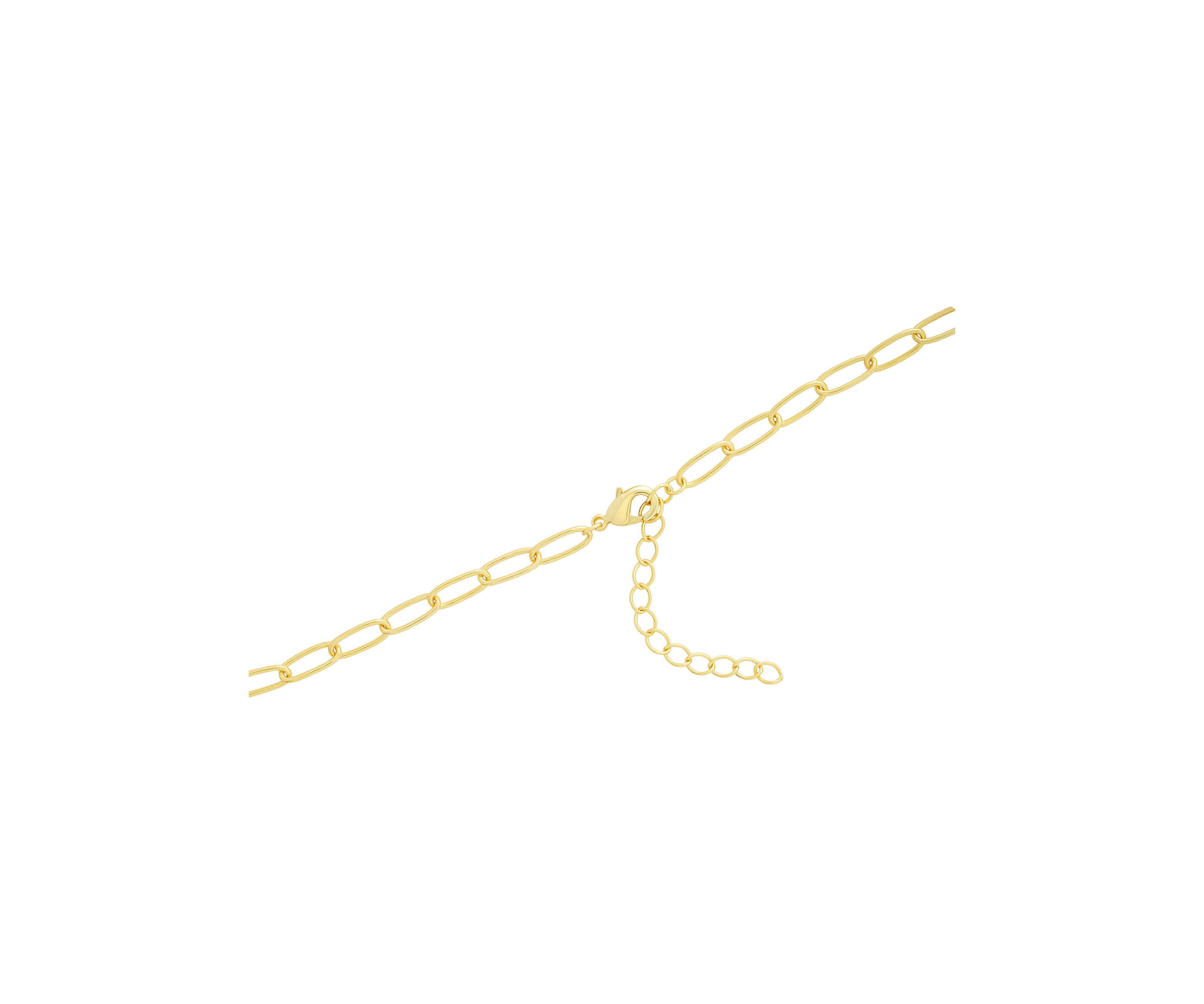 Gold Plated Cubic Zirconia Religious 3 Charm Paperclip Necklace