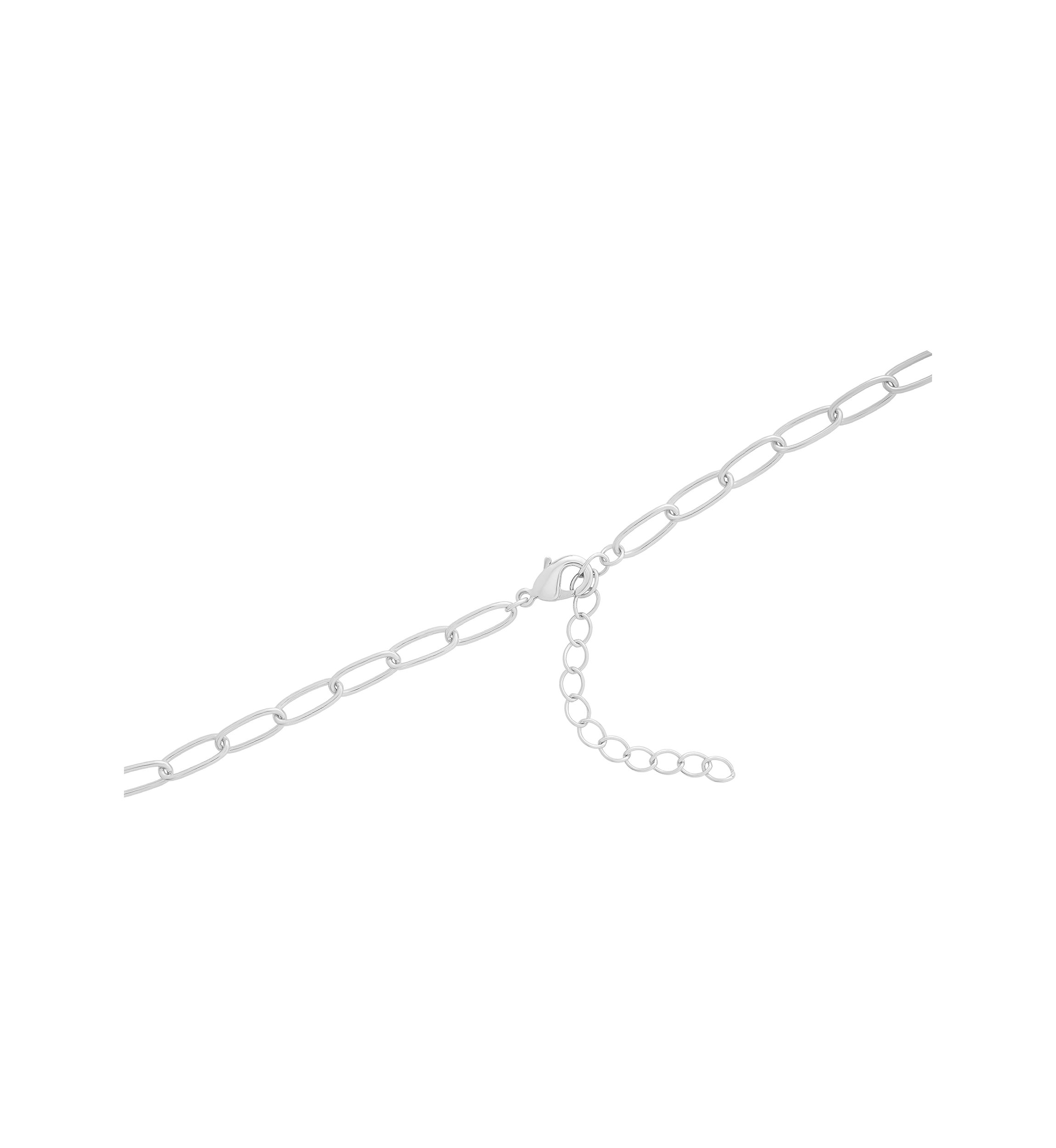 Silver Plated Cubic Zirconia Cross, Pray, Heart 3 Charm Paperclip Necklace