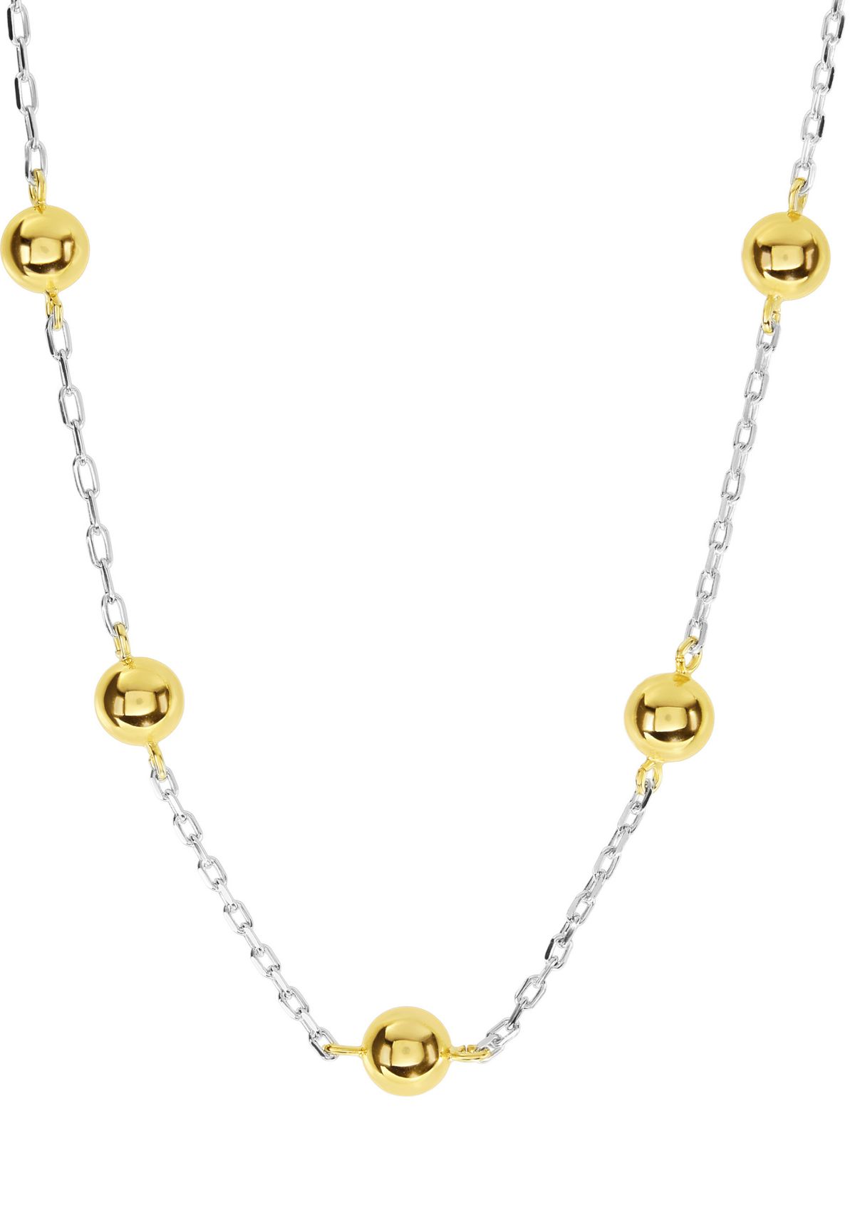 Two Tone Plated Multi Ball Necklace