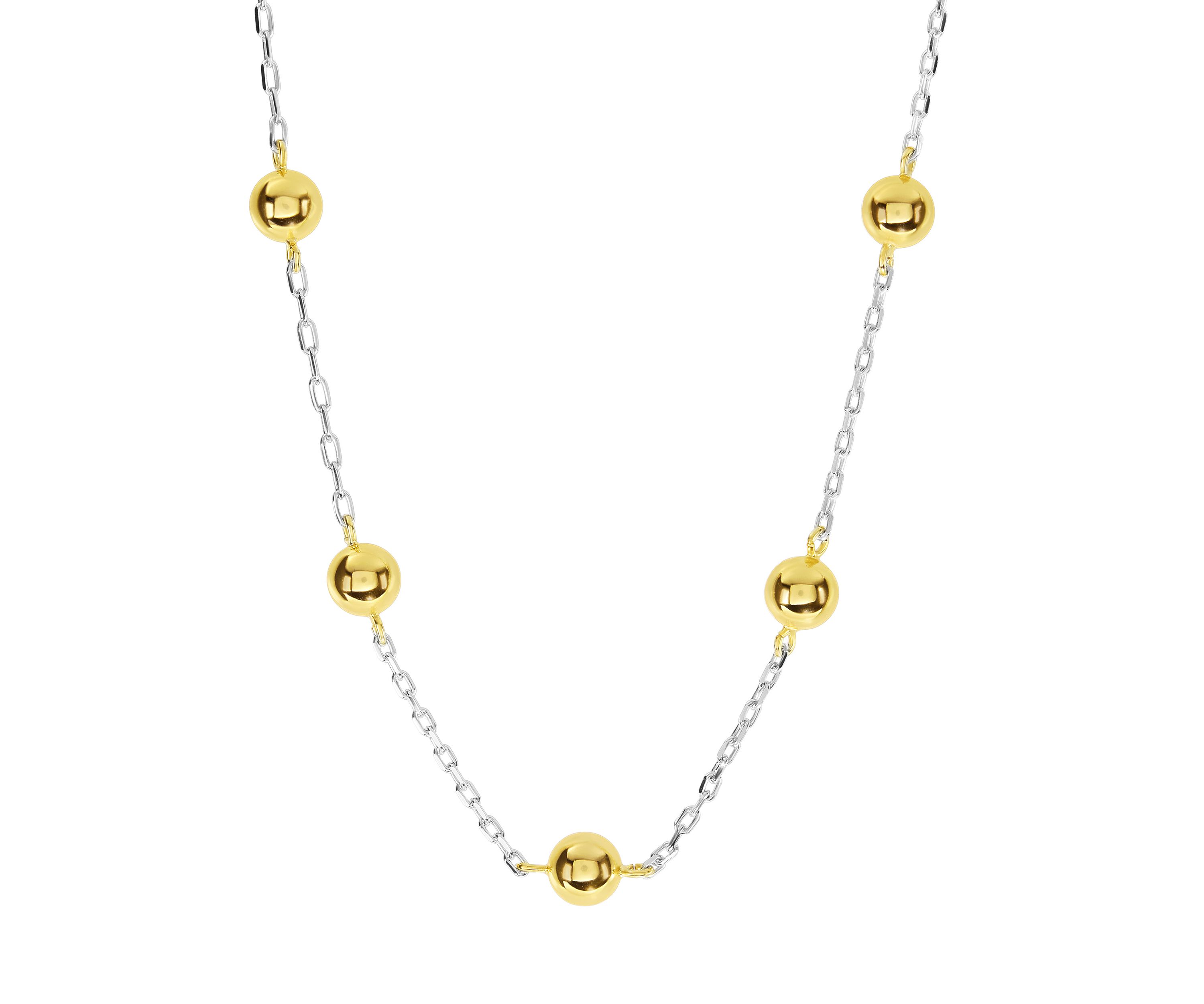 Two Tone Plated Multi Ball Necklace