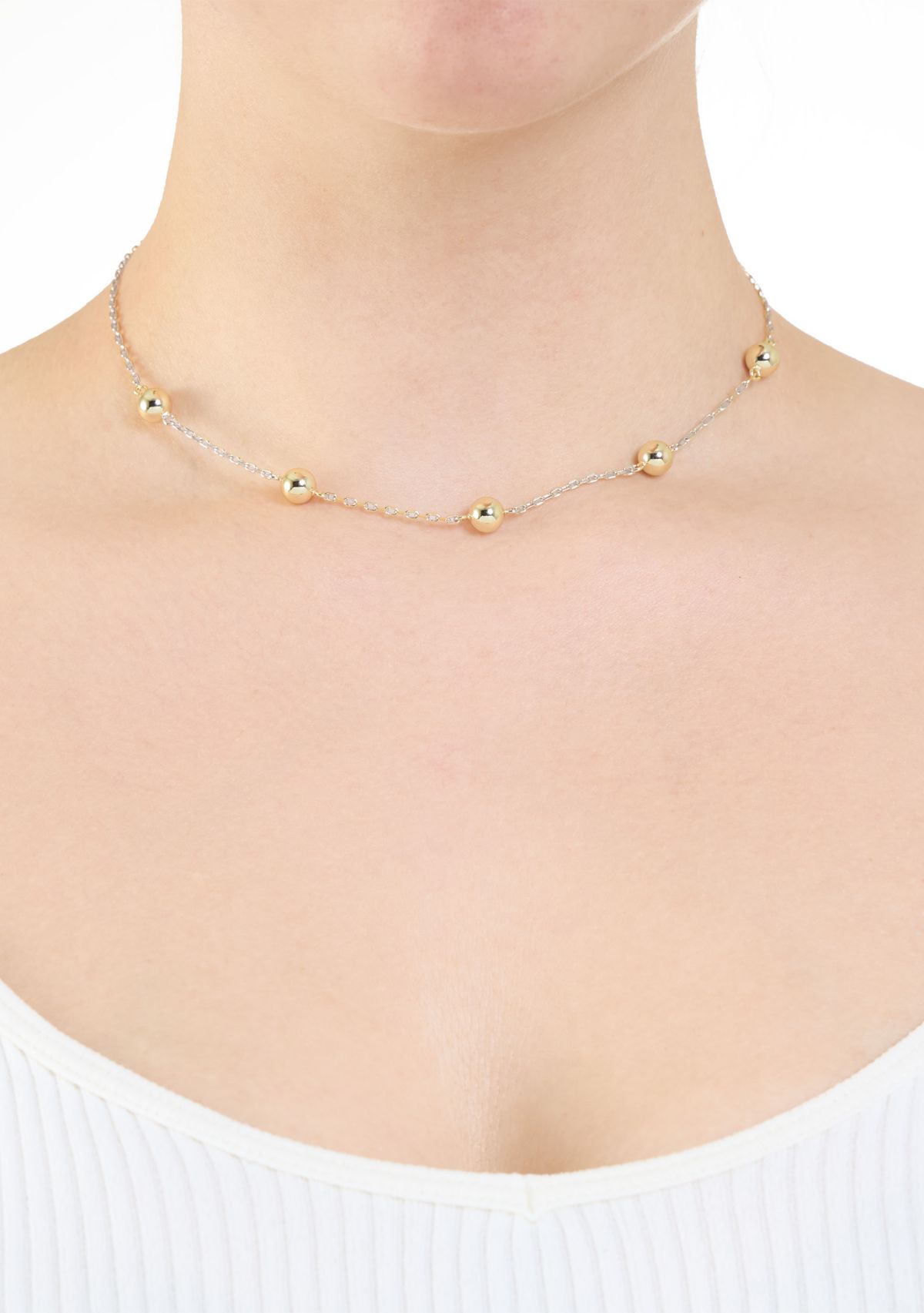 Two Tone Plated Multi Ball Necklace