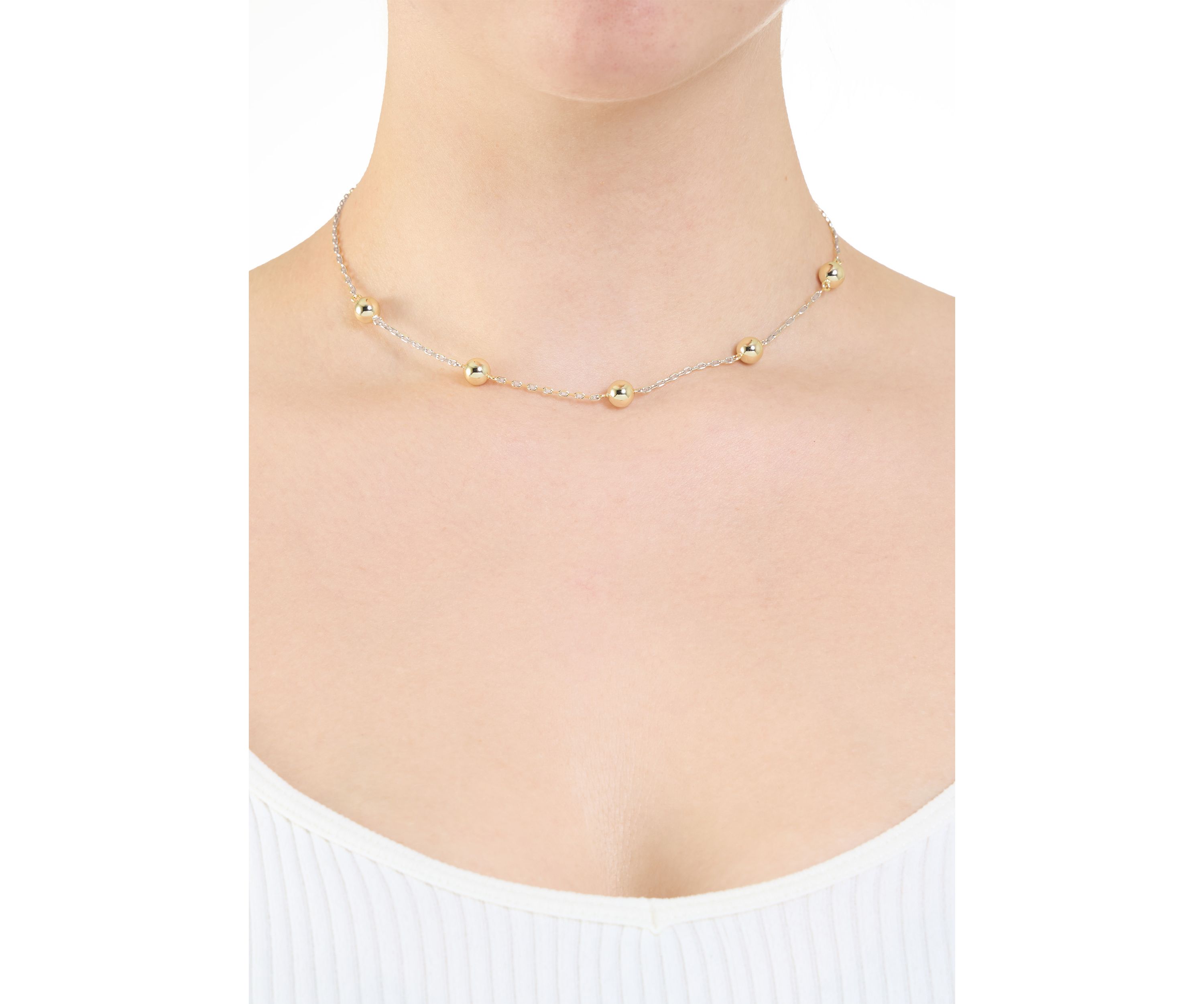 Two Tone Plated Multi Ball Necklace