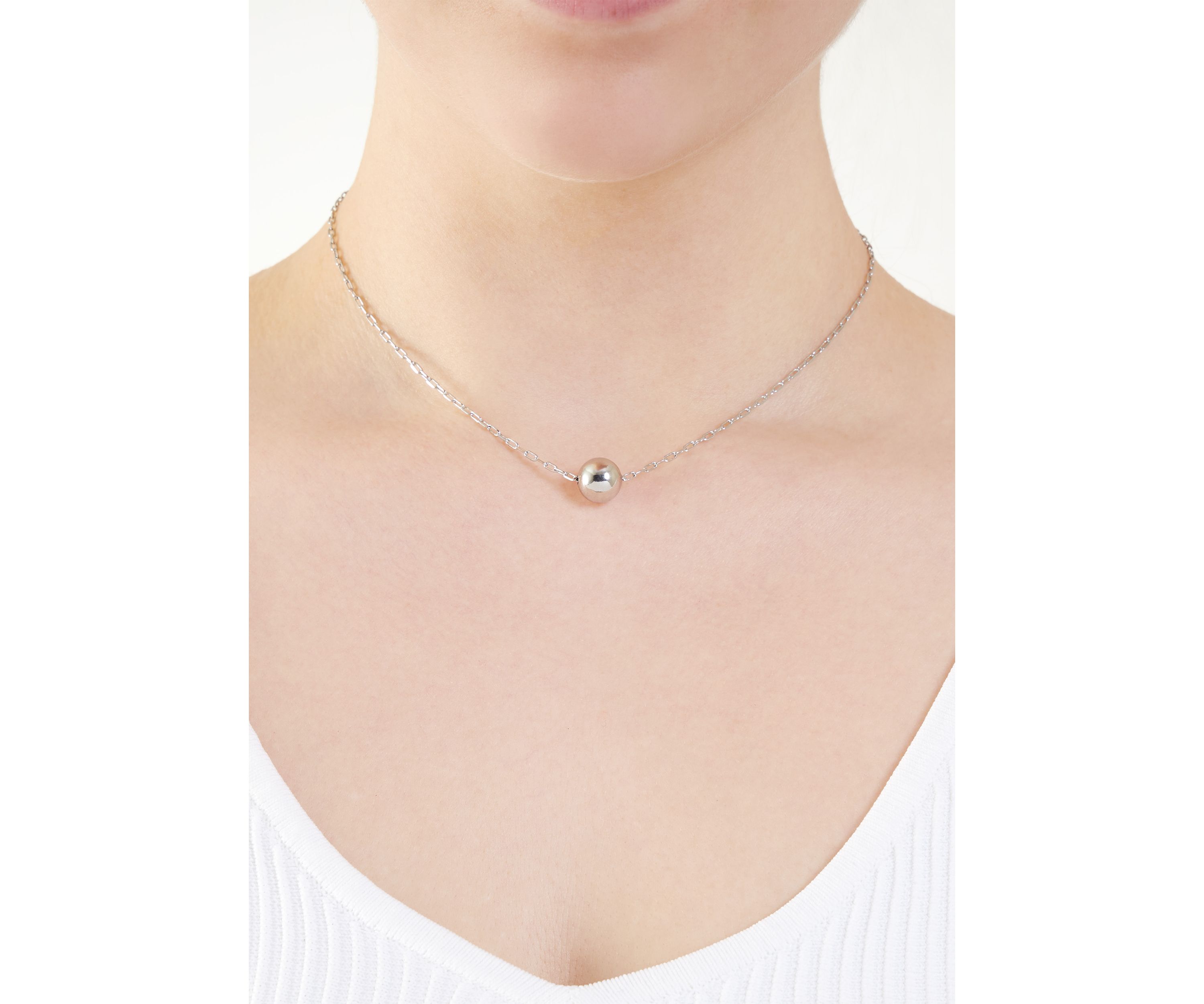 Silver Plated 10 Millimeter Ball Necklace